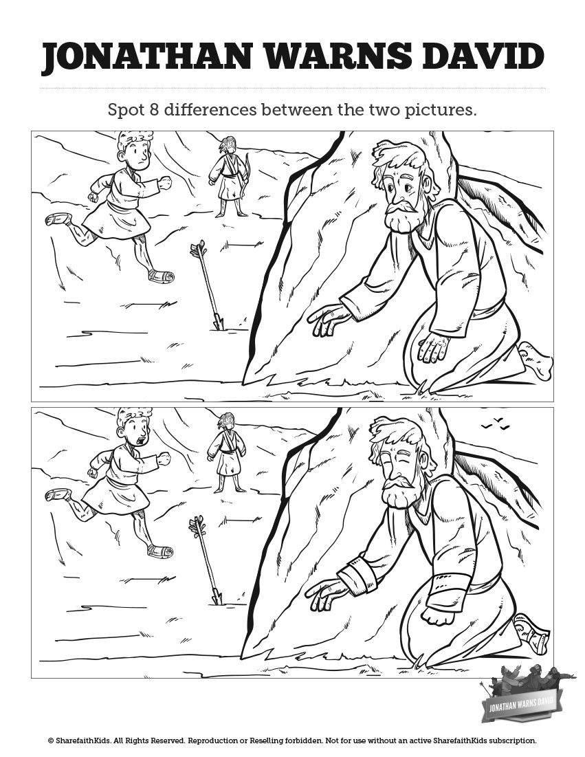 1 Samuel 20 David And Jonathan Kids Bible Story within 1 Samuel 20 Sunday School Preschool Lesson Printable Picture Story