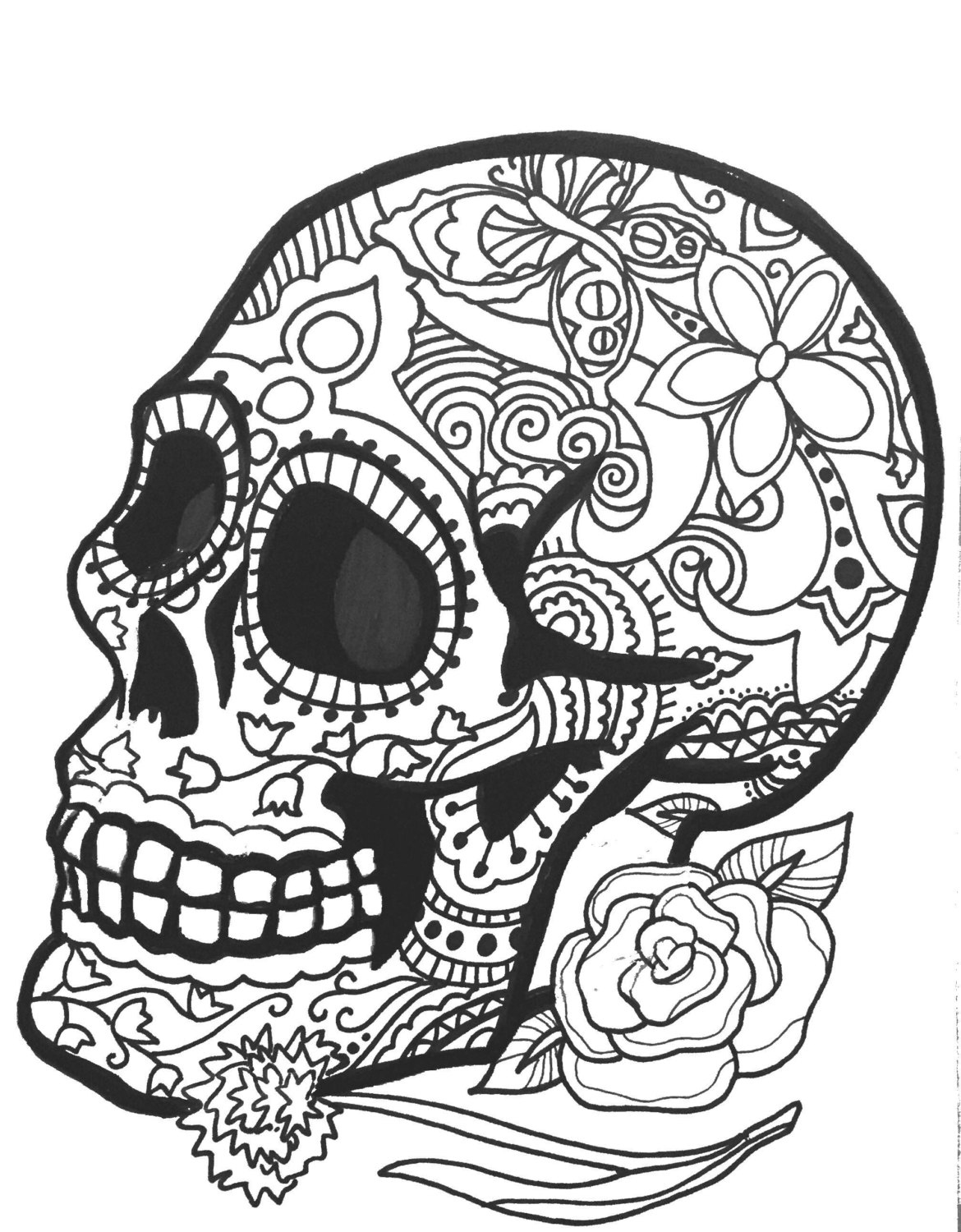 10 More Sugar Skull Day Of The Dead Original Art Coloring Book in Day Of The Dead Printable Skull