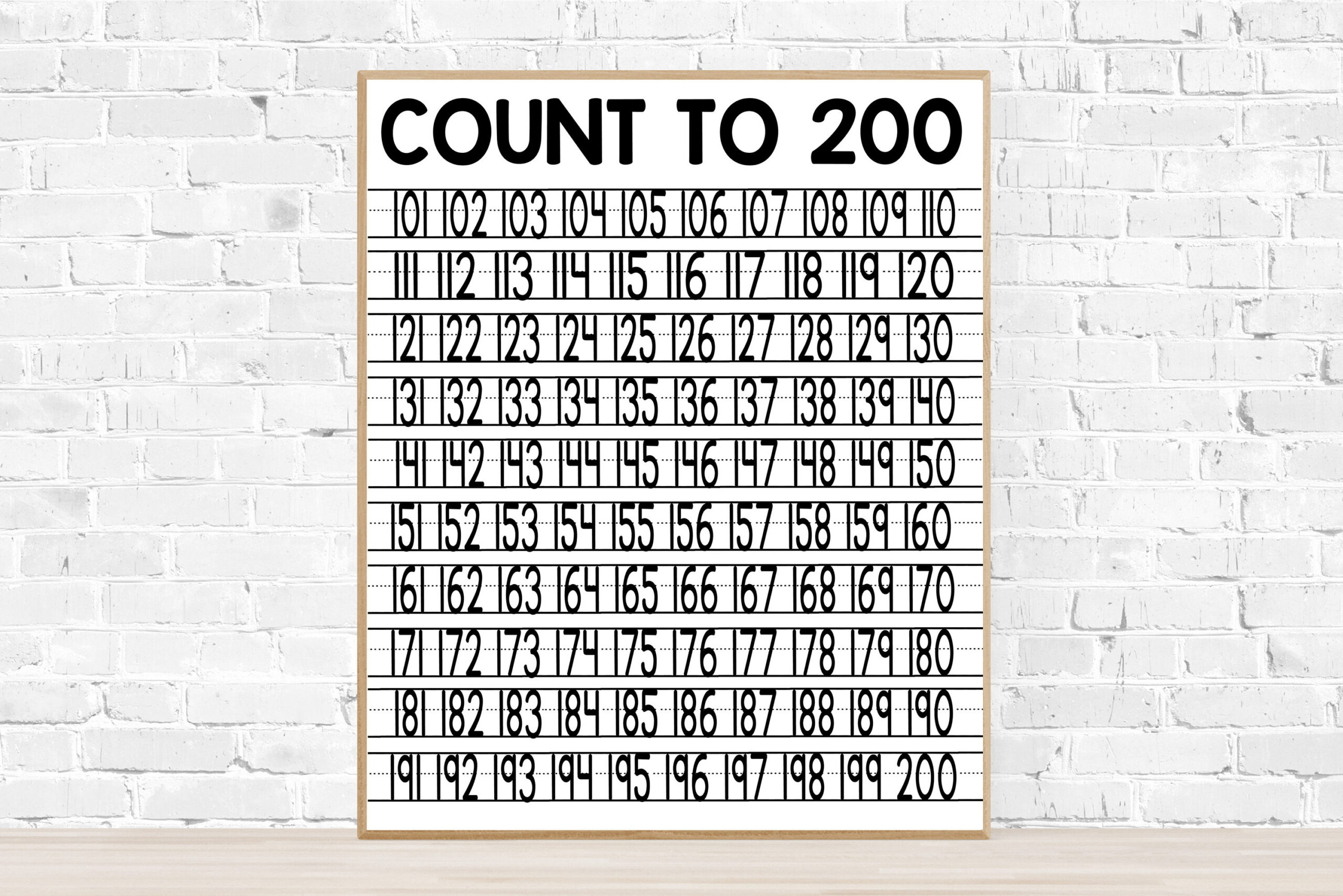 101-200 Chart Numbers Poster- Printable 8X10, 11X14 And 16X20 Size inside 101-200 Number Chart Printable