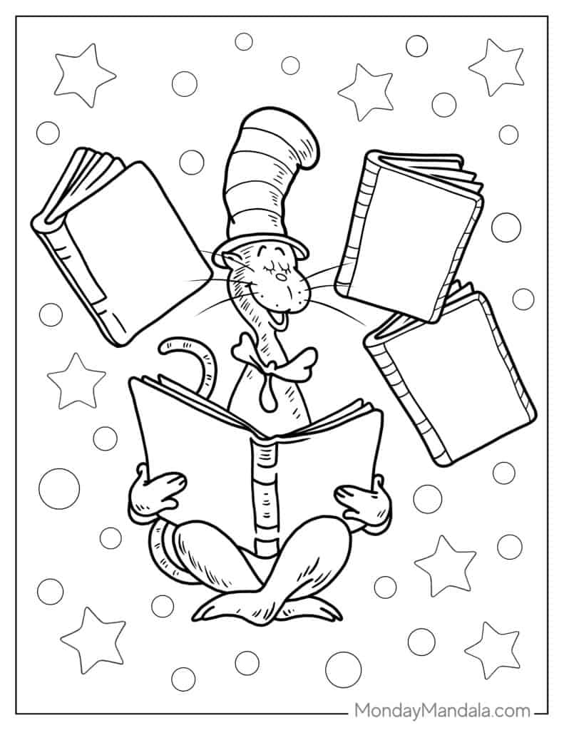 20 Cat In The Hat Coloring Pages (Free Pdf Printables) with Free Cat In The Hat Printables