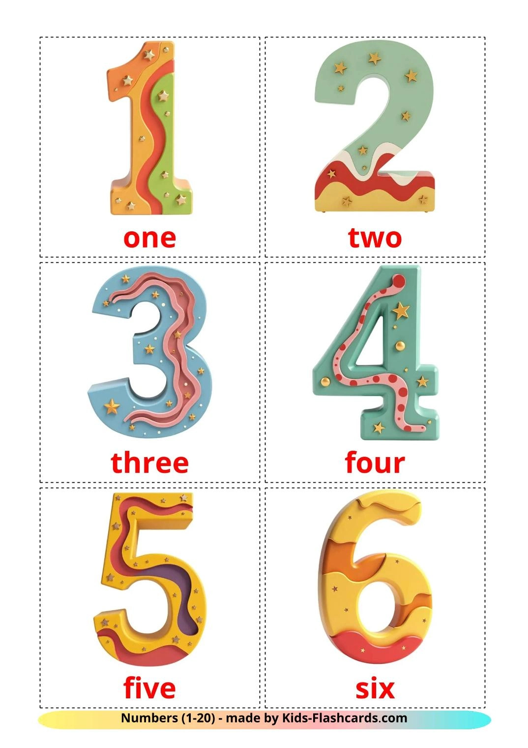 20 Printable Numbers (1-20) Flashcards In English (Free Pdf) with Free Numbers Printables 1 To 20