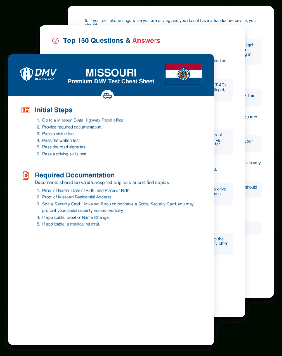 2025 Missouri Dmv Test Cheat Sheet. 99% Pass Rate! inside Dmv Practice Permit Test Printable