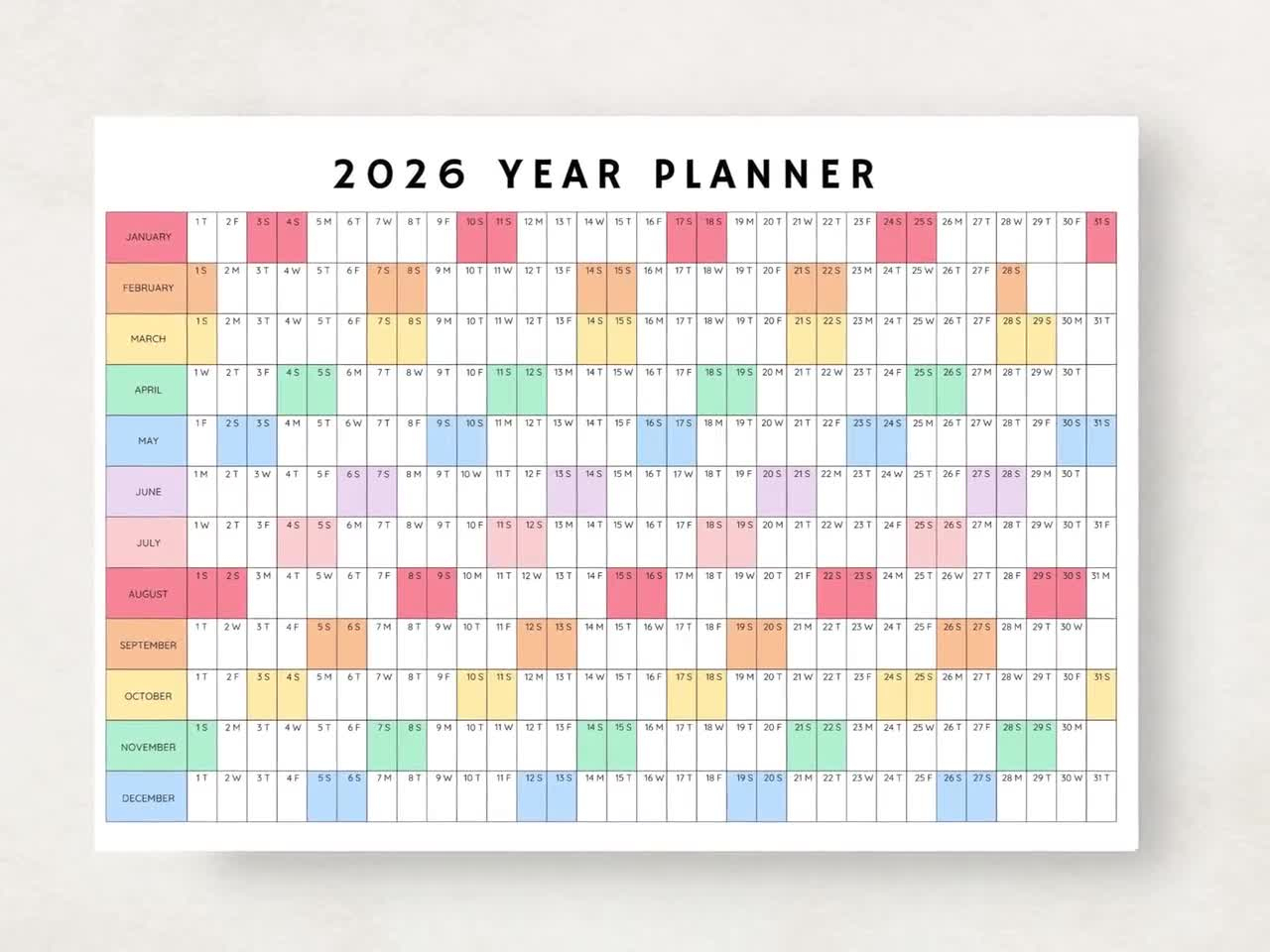 2026 Yearly Planner, 2026 Year Planner Printable, Yearly Planning Calendar, 2026 Agenda, Yearly Wall Calendar, Year At A Glance, 2026 Plan with regard to 100 Notable Books of 2026 Printable List