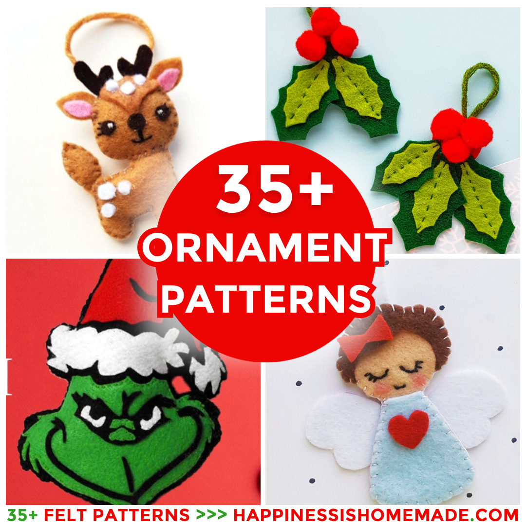 35+ Free Felt Christmas Ornament Patterns - Happiness Is Homemade for Template Free Printable Felt Christmas Ornament Patterns