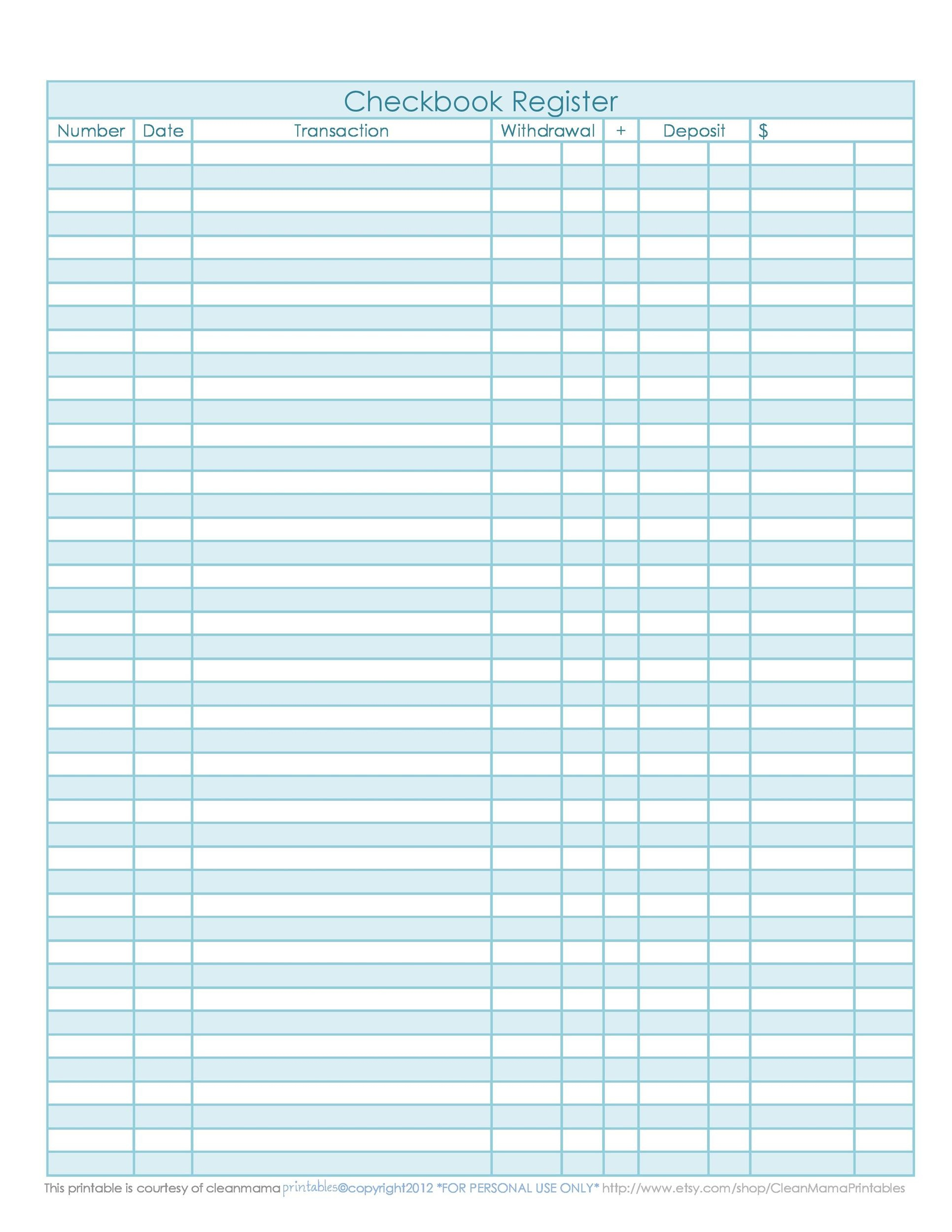 39 Checkbook Register Templates [100% Free, Printable] ᐅ Templatelab with regard to Free Check Register Printable