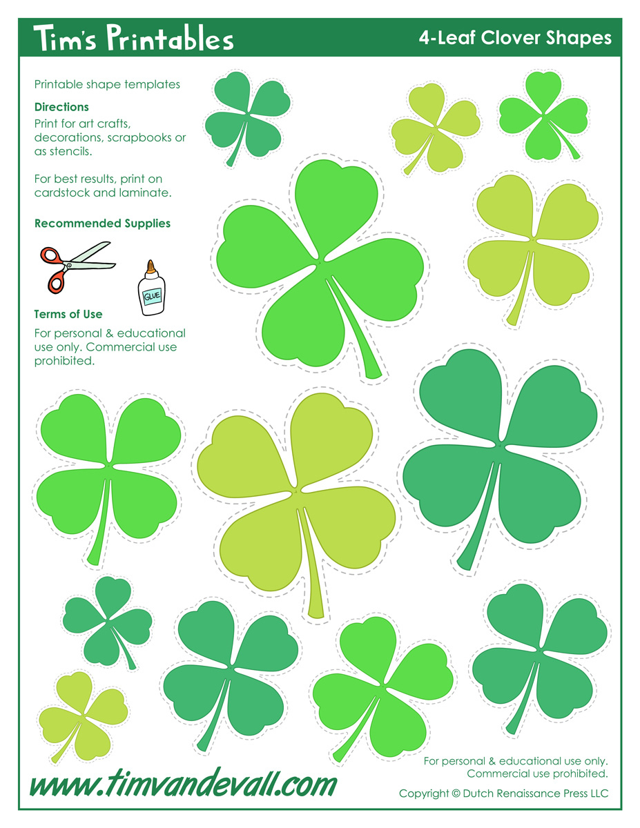 4-Leaf Clover Templates with Printable Four Leaf Clover Template