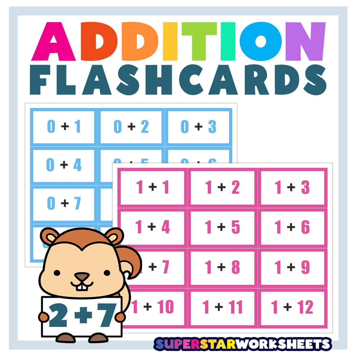 Addition Flashcards - Superstar Worksheets in Addition and Subtraction Flash Cards 0-20 Printable Free