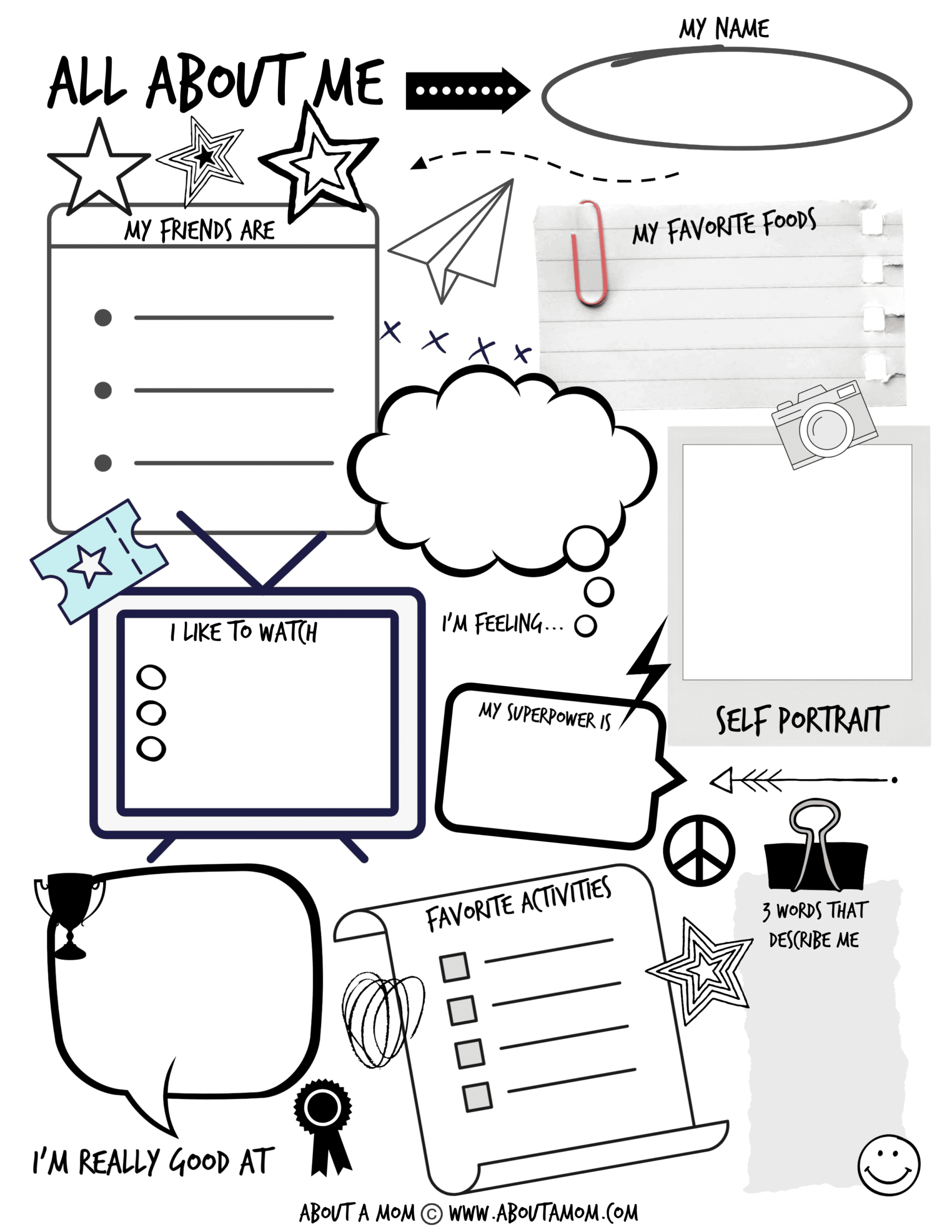 All About Me Printable Activity Page For Kids - About A Mom for Printable All About Me Page