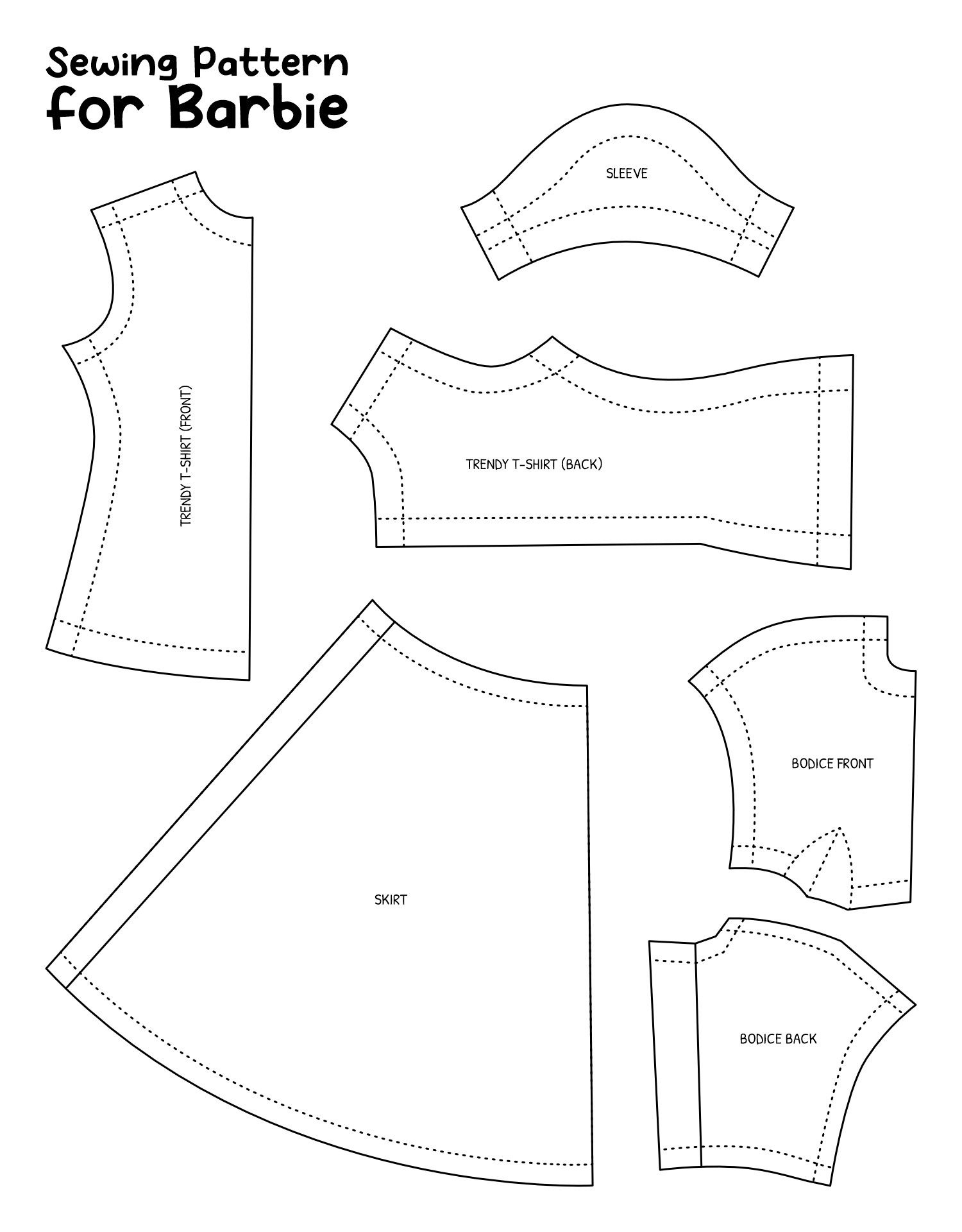 Barbie Clothes Templates - 20 Free Pdf Printables | Printablee for Template Printable Barbie Clothes Patterns