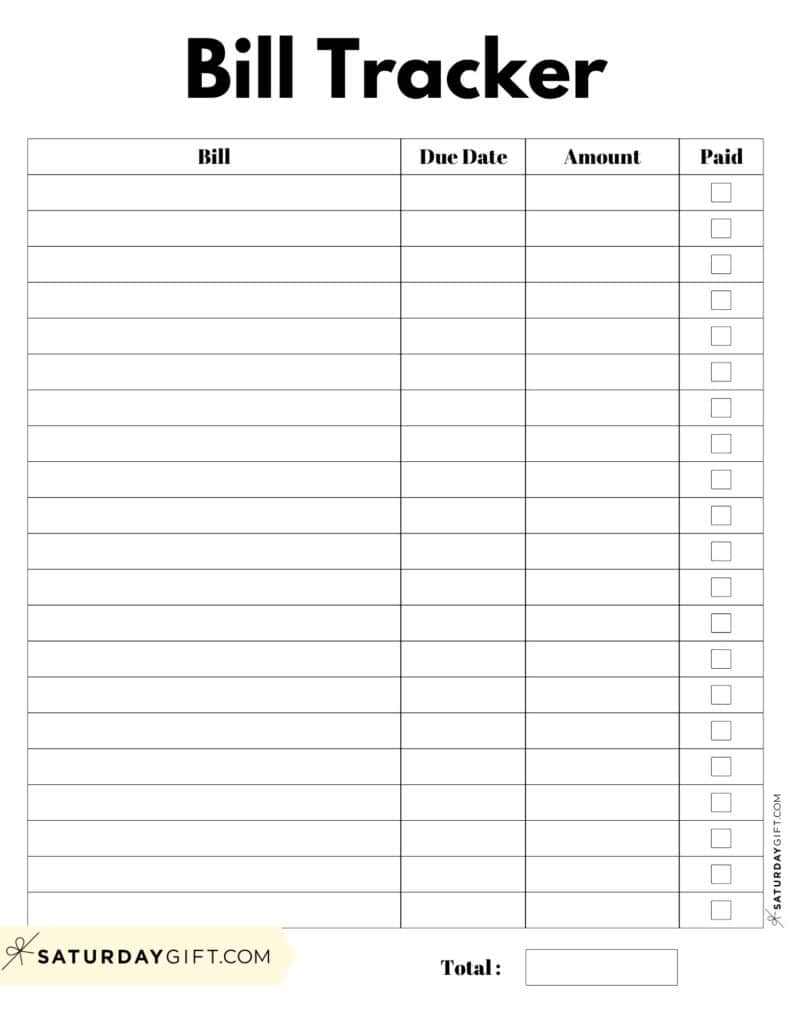 Bill Organizer Template - 39 Cute &amp;amp; Free Printable Bill Trackers throughout Monthly Bill Tracker Printable
