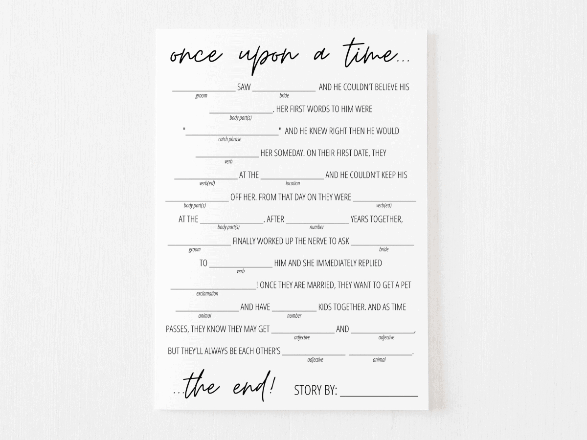 Bridal Shower Mad Libs Free Printable | Modern Moh for Free Printable Wedding Mad Libs