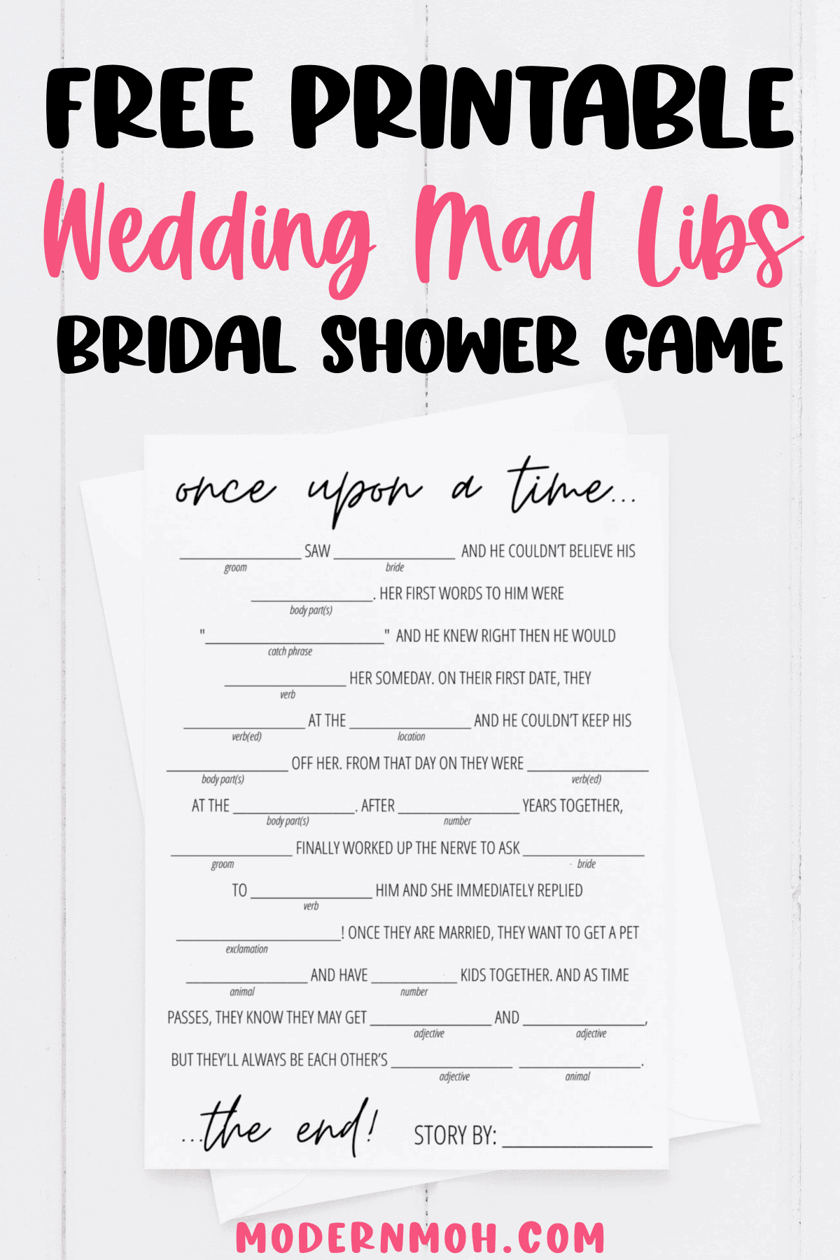 Bridal Shower Mad Libs Free Printable | Modern Moh regarding Free Printable Wedding Mad Libs