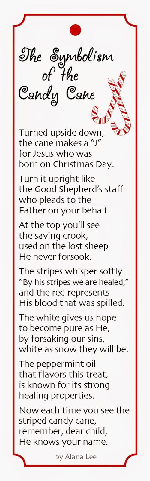 Candy Cane Poem Bookmarks: "The Symbolism Of The Candy Cane" intended for The Meaning of the Candy Cane Printable