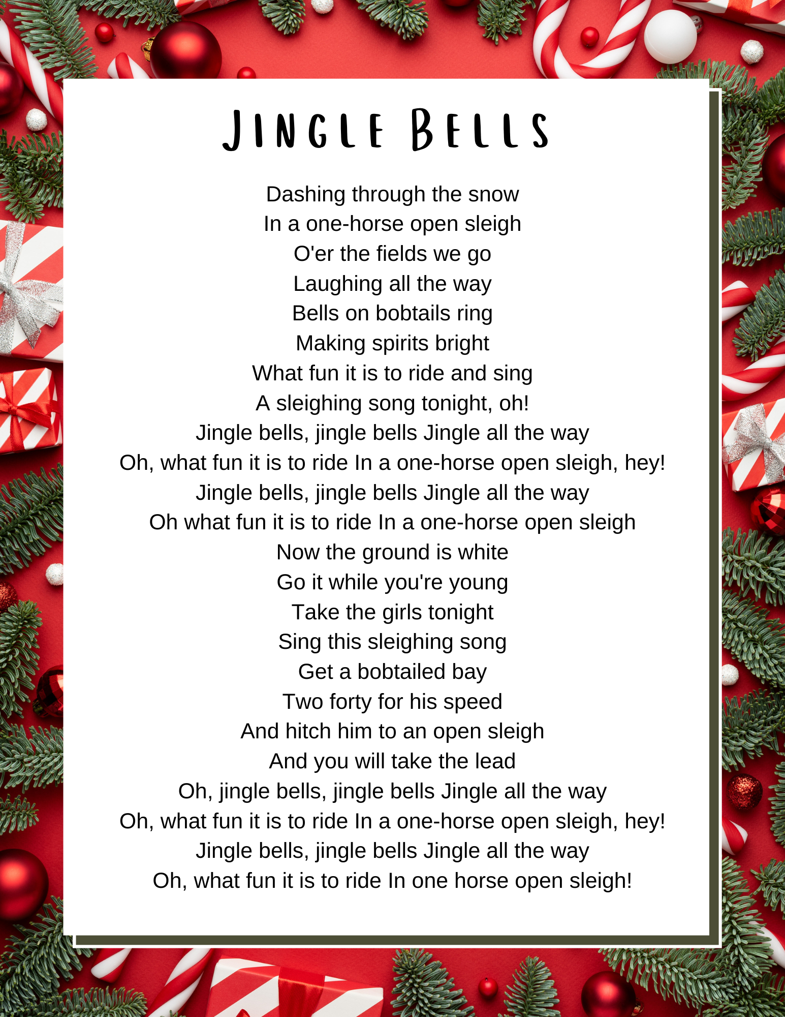 Christmas Songs Lyrics - Lyrics To Popular Christmas Carols regarding Christmas Carol Song Lyrics Printable