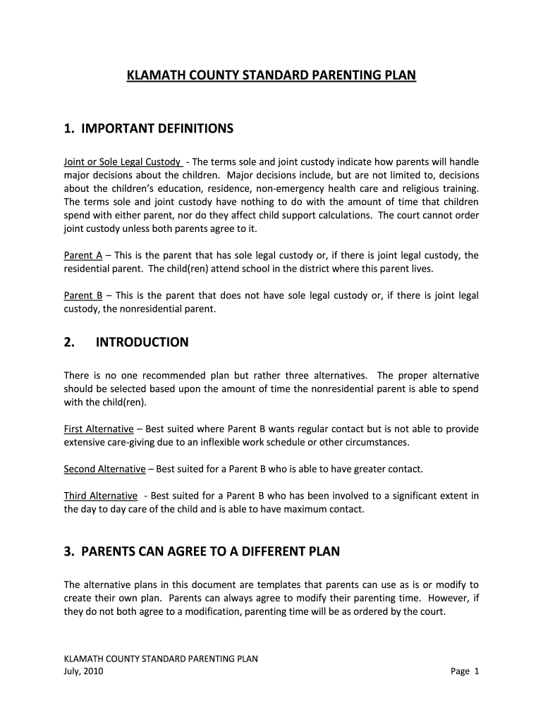 Co Parenting Agreement Template Pdf: Fill Out & Sign Online | Dochub for Printable Co Parenting Agreement Template