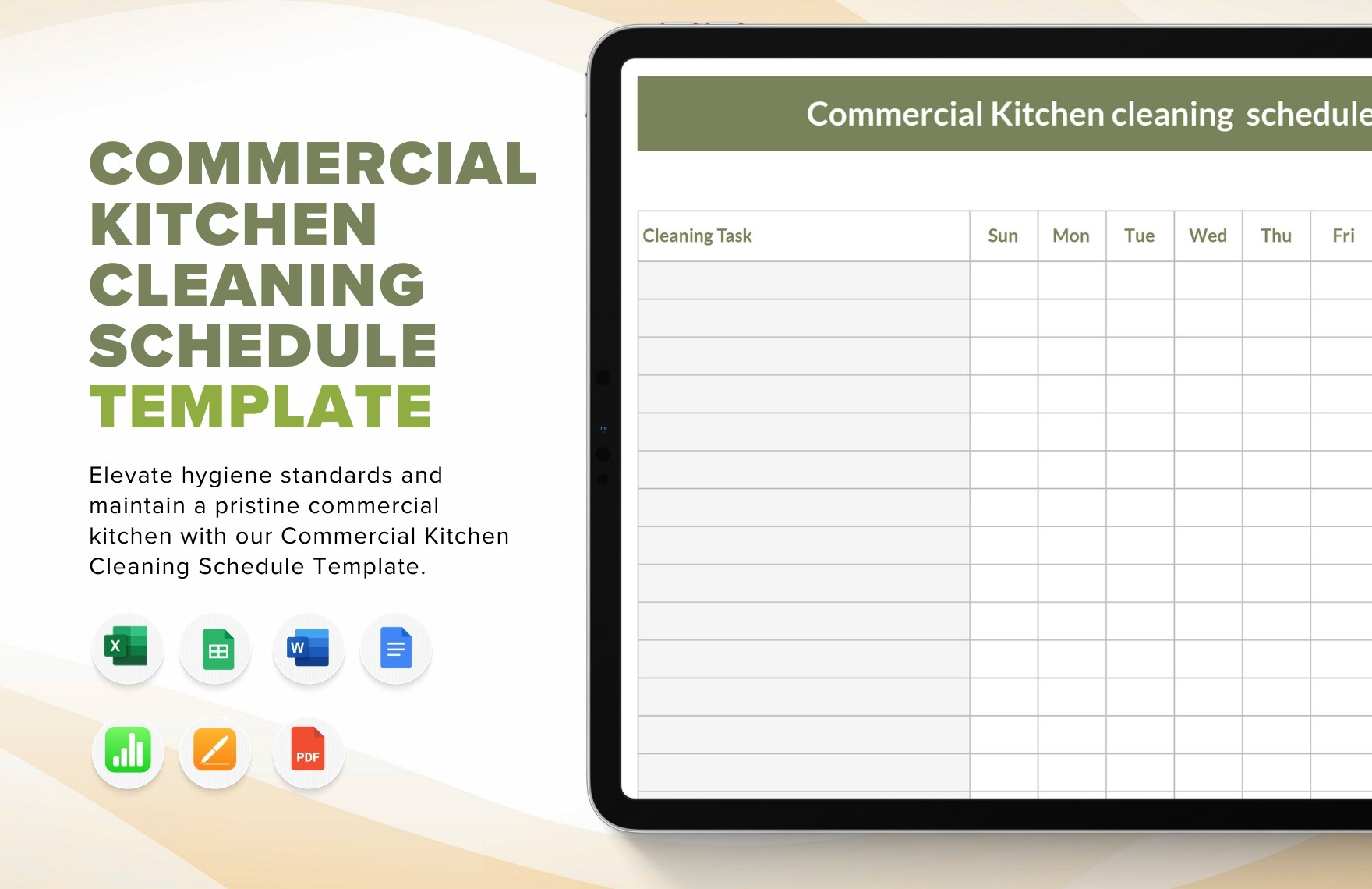 Commercial Kitchen Cleaning Schedule Template In Excel, Pages regarding Printable Commercial Kitchen Cleaning Schedule Template