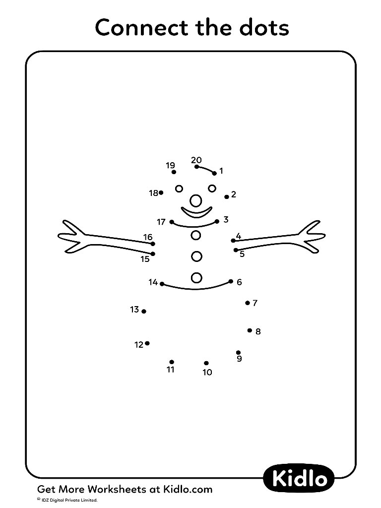 Connect The Dots 1-20 – Activity Worksheet #09 - Kidlo pertaining to 1-20 Dot To Dot Printables