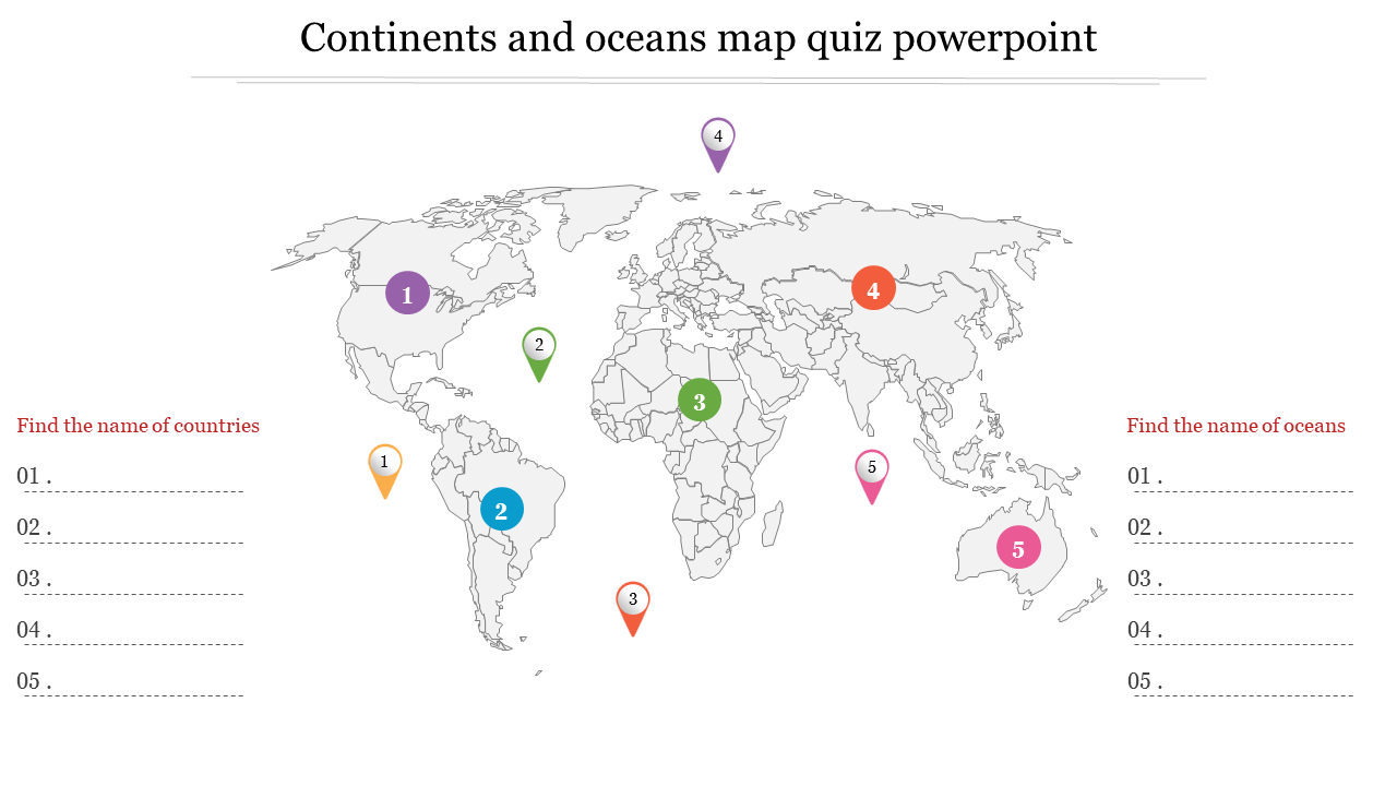 Continents And Oceans Map Quiz Powerpoint And Google Slides pertaining to Oceans And Continents Quiz Printable