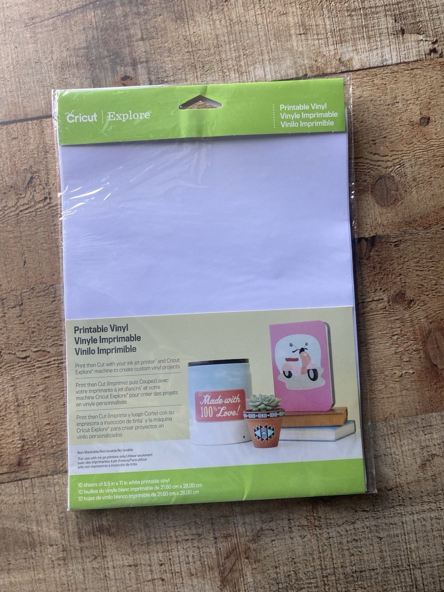 Cricut Printable White Vinyl 10 Sheets 8.5" X 11" 2002636 / New inside Cricut 2002636 Printable Vinyl For Die Cuts