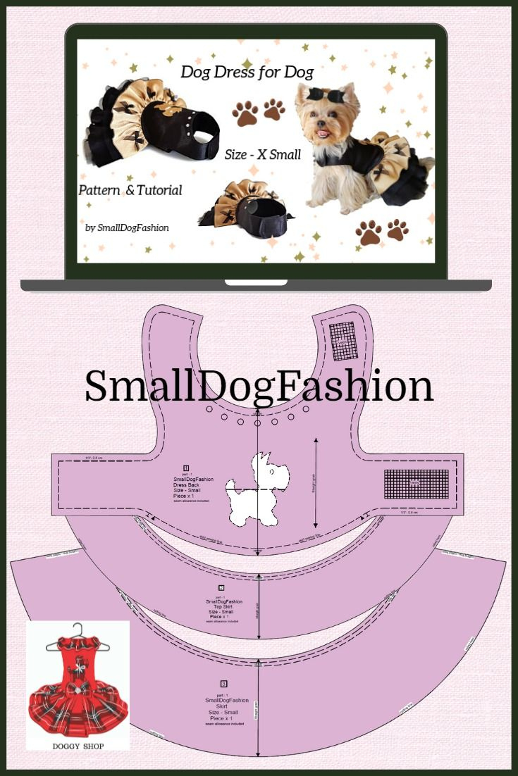 Cute Dog Dress With Dog Applique Pdf Sewing Pattern For X Small intended for Dog Clothing Patterns Free Printable