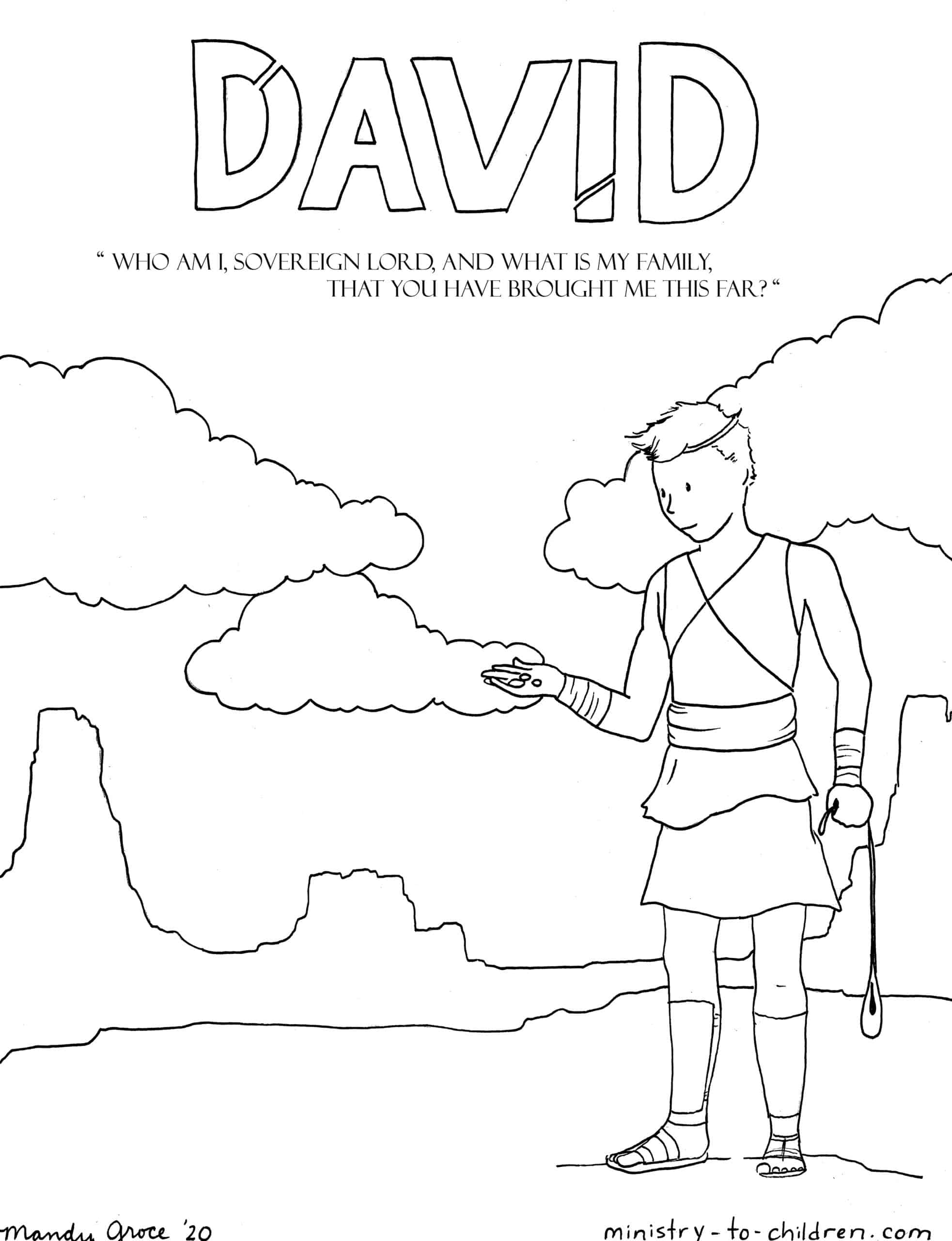 David Coloring Page - Ministry To Children intended for 1 Samuel 20 Sunday School Lesson Printable Picture Story