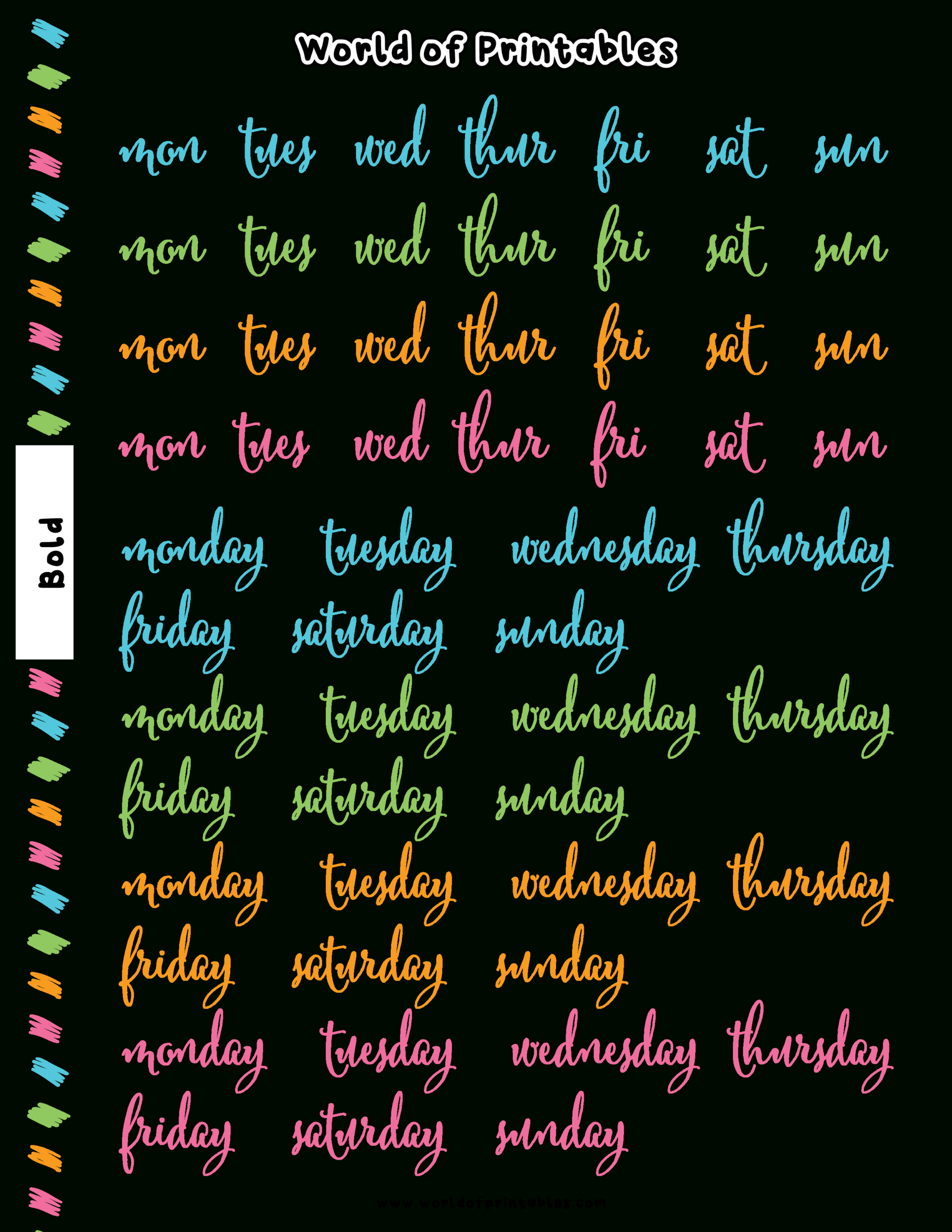 Days Of The Week Stickers - Free For Printable & Digital Planners with regard to Free Printable Days of the Week Labels