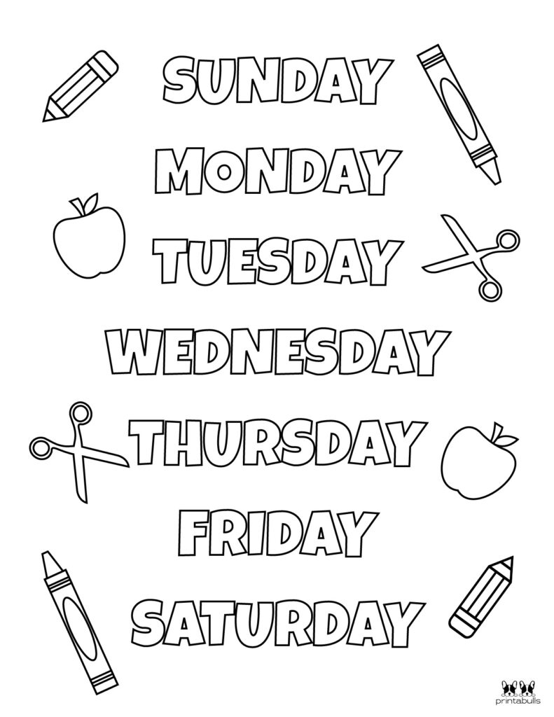 Days Of The Week Worksheets & Printables - 50 Free Pages | Printabulls throughout Days of Week Printable Free