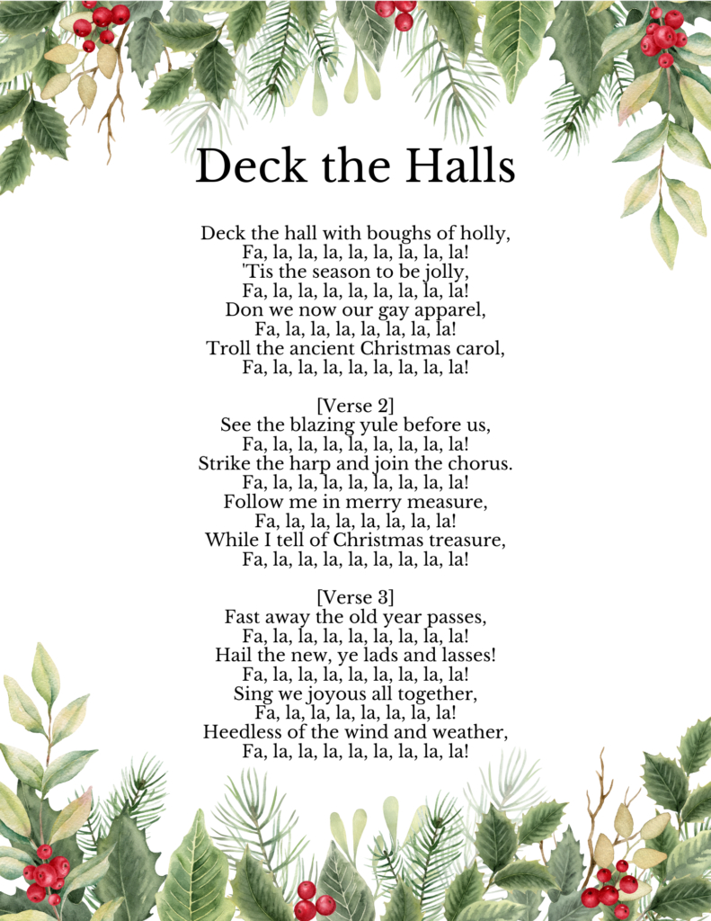 Deck The Halls”: Easy Piano Sheet Music And Lyrics Download with Printable Deck the Halls Lyrics