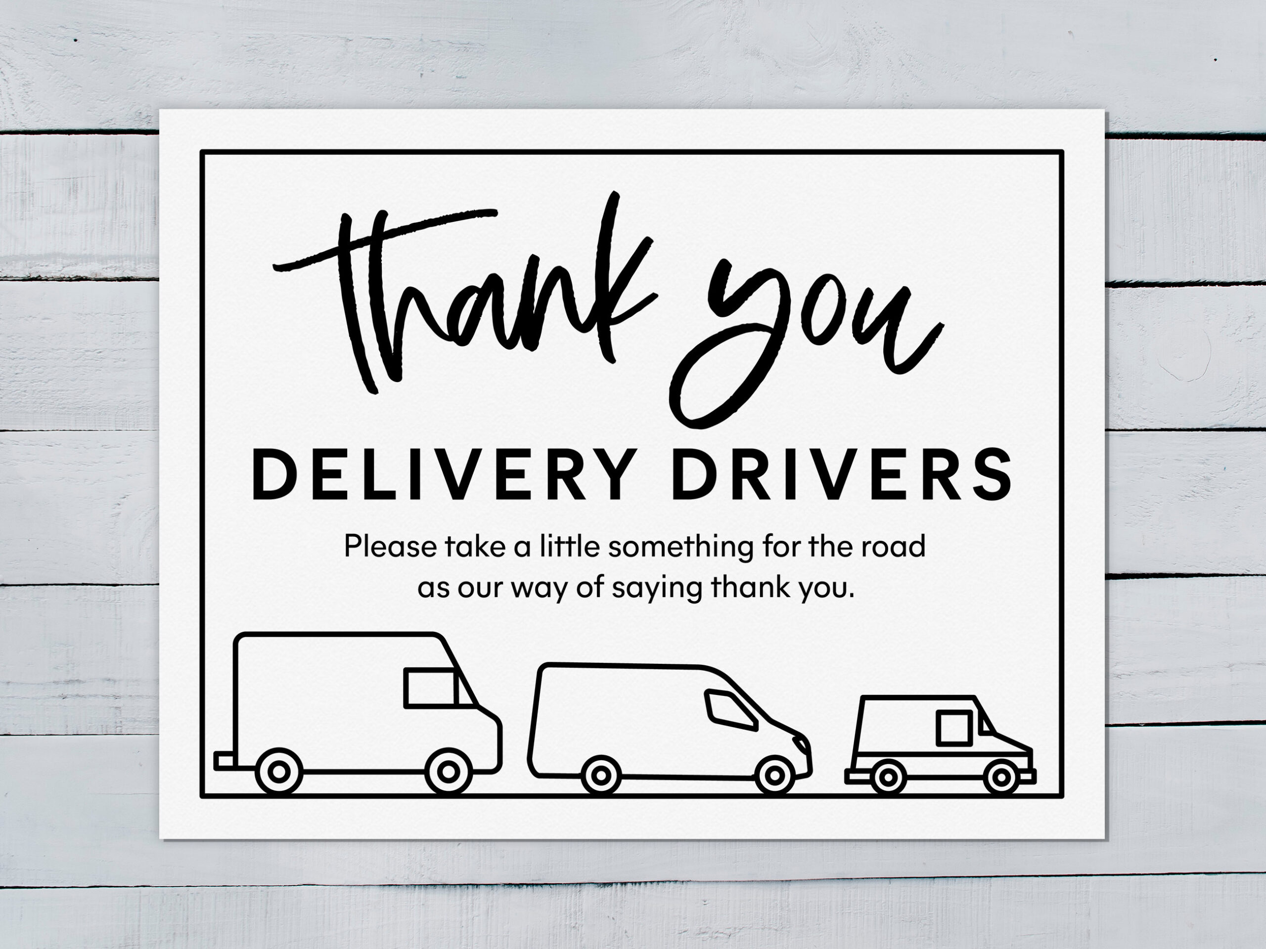 Delivery Driver Thank You Appreciation Snack Sign Printable | 8.5X11" | For Usps, Fedex, Ups, Amazon Prime Drivers intended for Thank You Delivery Drivers Sign Printable