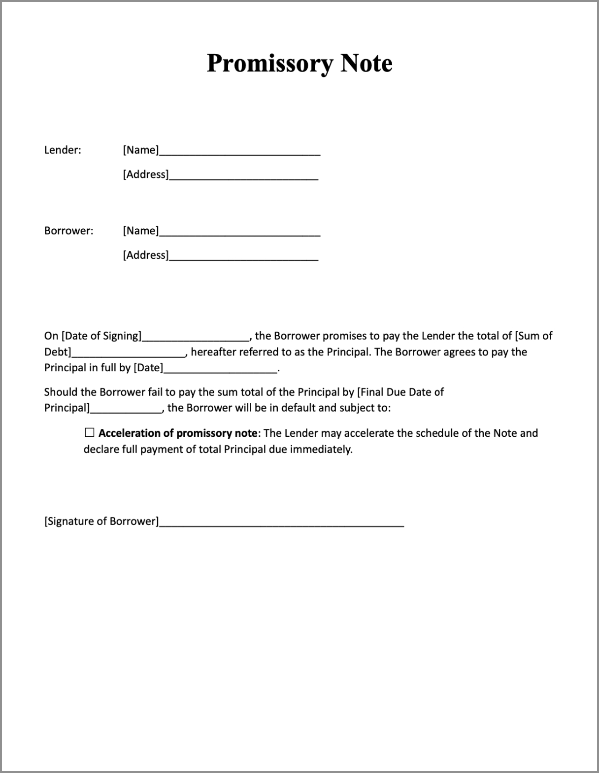Download Free Promissory Note Template | Signeasy throughout Printable Simple Promissory Note Template