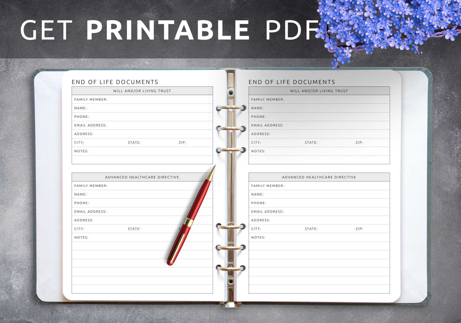 Download Printable End Of Life Documents Pdf with Free Printable End of Life Planner Template