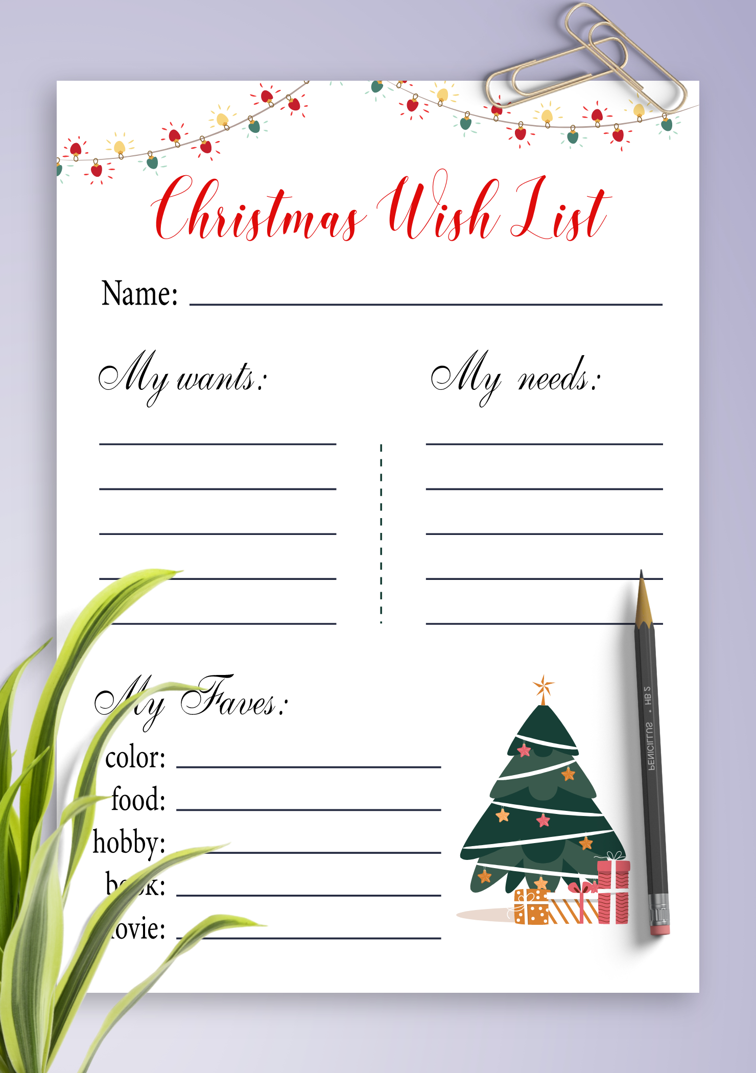 Download Printable White Christmas Wish List Template Pdf intended for Printable Christmas Wish List Maker