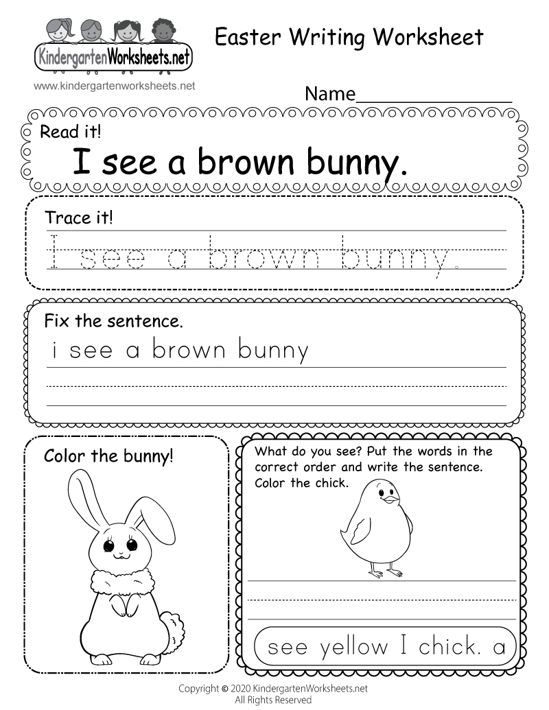 Easter Writing Worksheet - Free Printable, Digital, & Pdf in Free Printable Writing Worksheets For Kindergarten