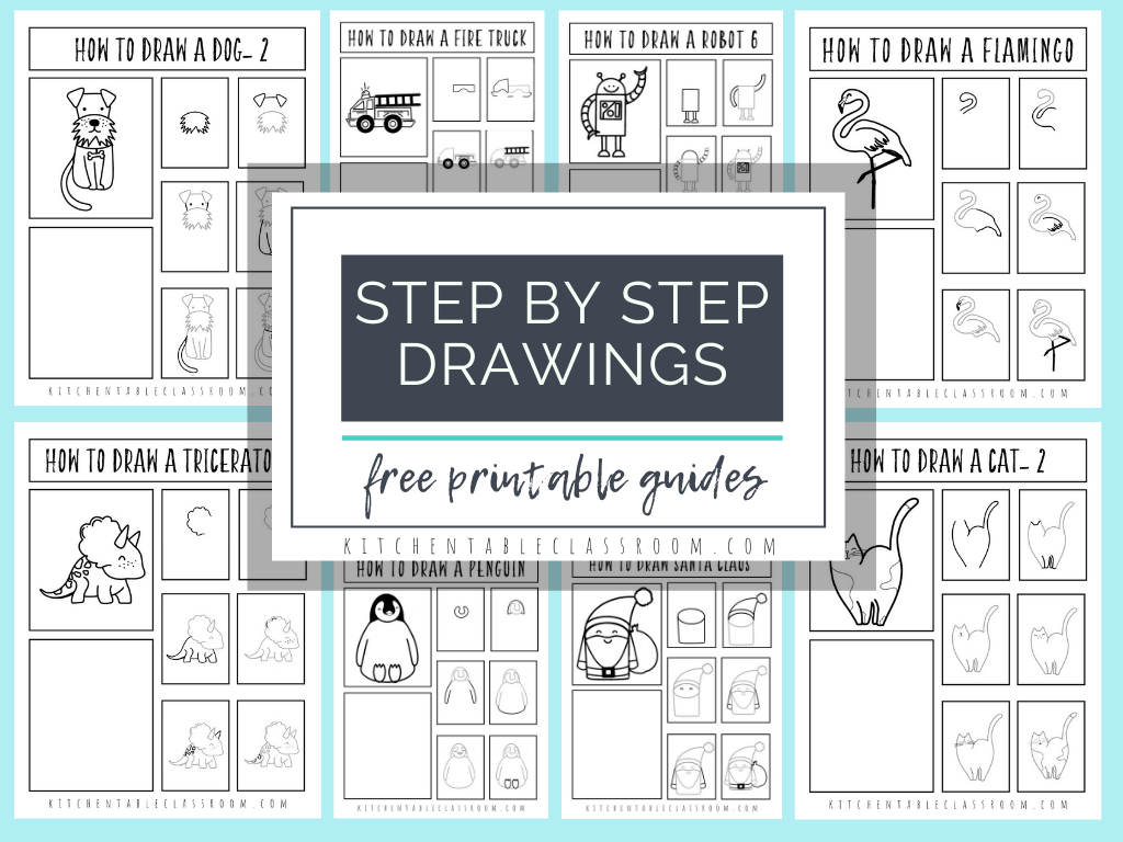 Easy Drawings For Kids- Step Step Drawing - The Kitchen Table inside Step By Step Drawing For Kids Printable