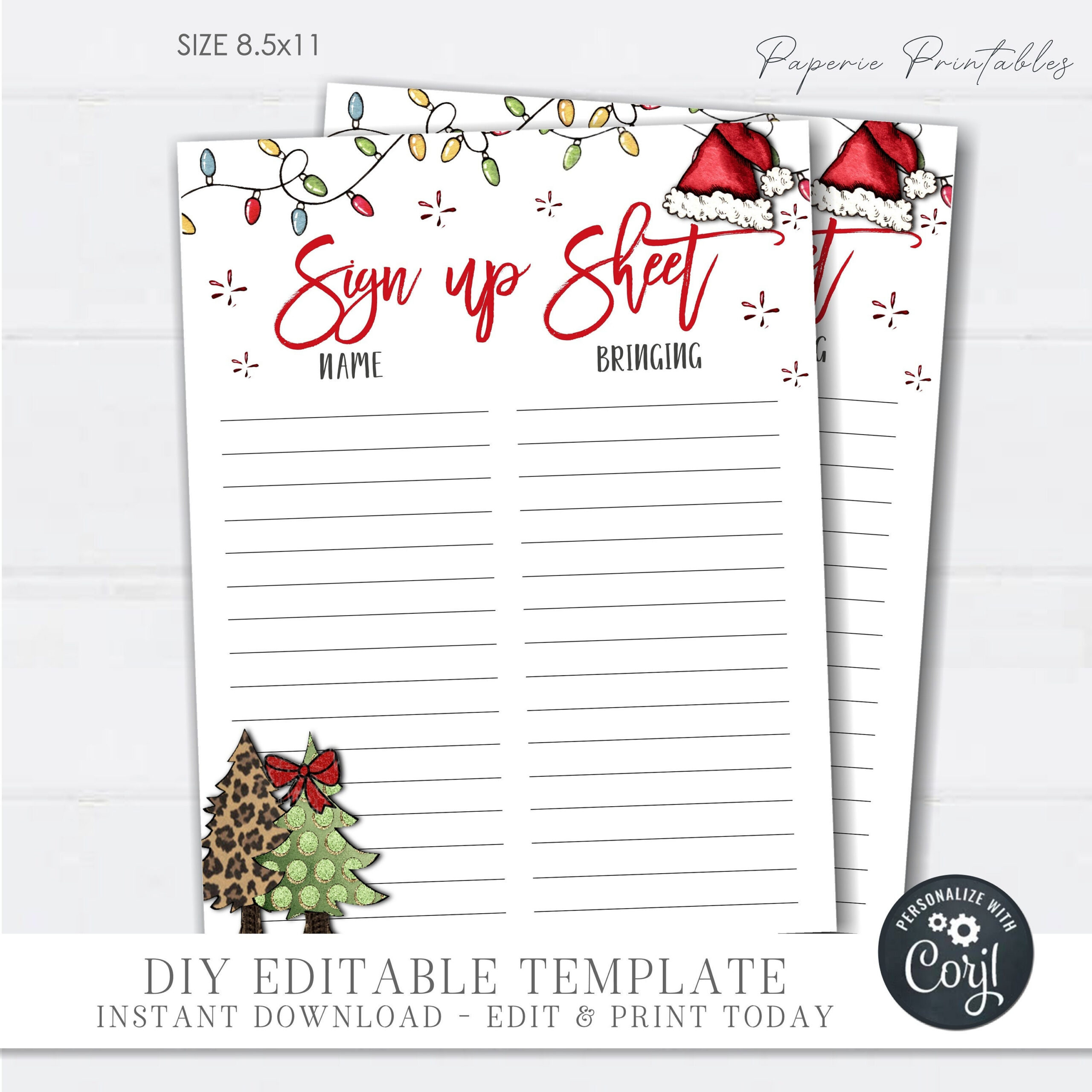 Editable Christmas Potluck Sign-Up Sheet (Diy Corjl Template regarding Printable Christmas Sign Up Sheet