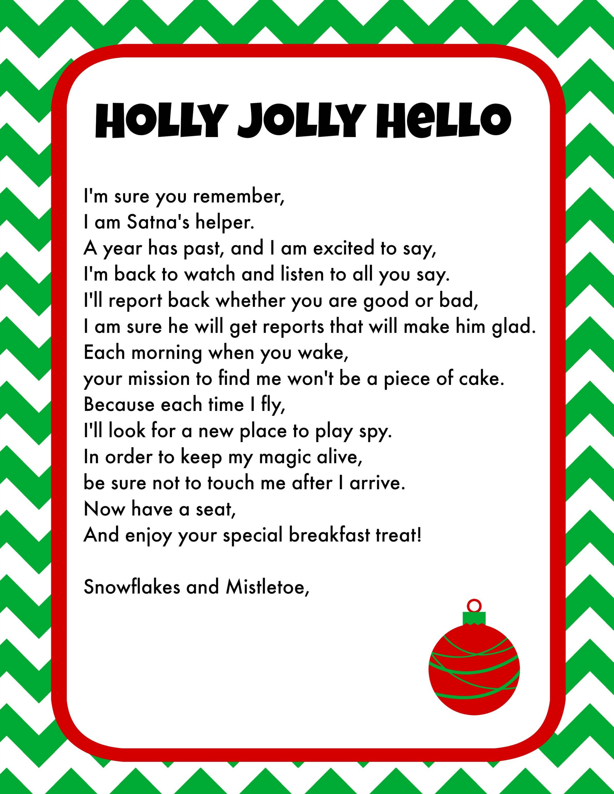 Elf On The Shelf Breakfast Ideas Printable Letter & Christmas Pjs with regard to Story Of Elf On The Shelf Printable