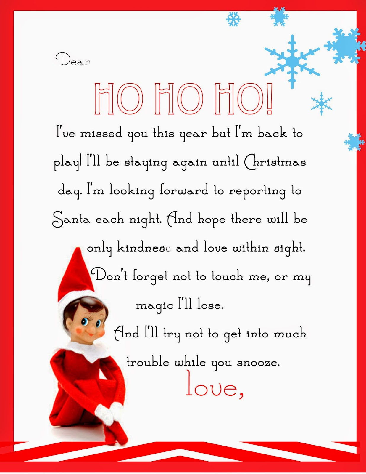 Elf On The Shelf Letter {Free Printable} regarding Elf on the Shelf Printable Letter Free