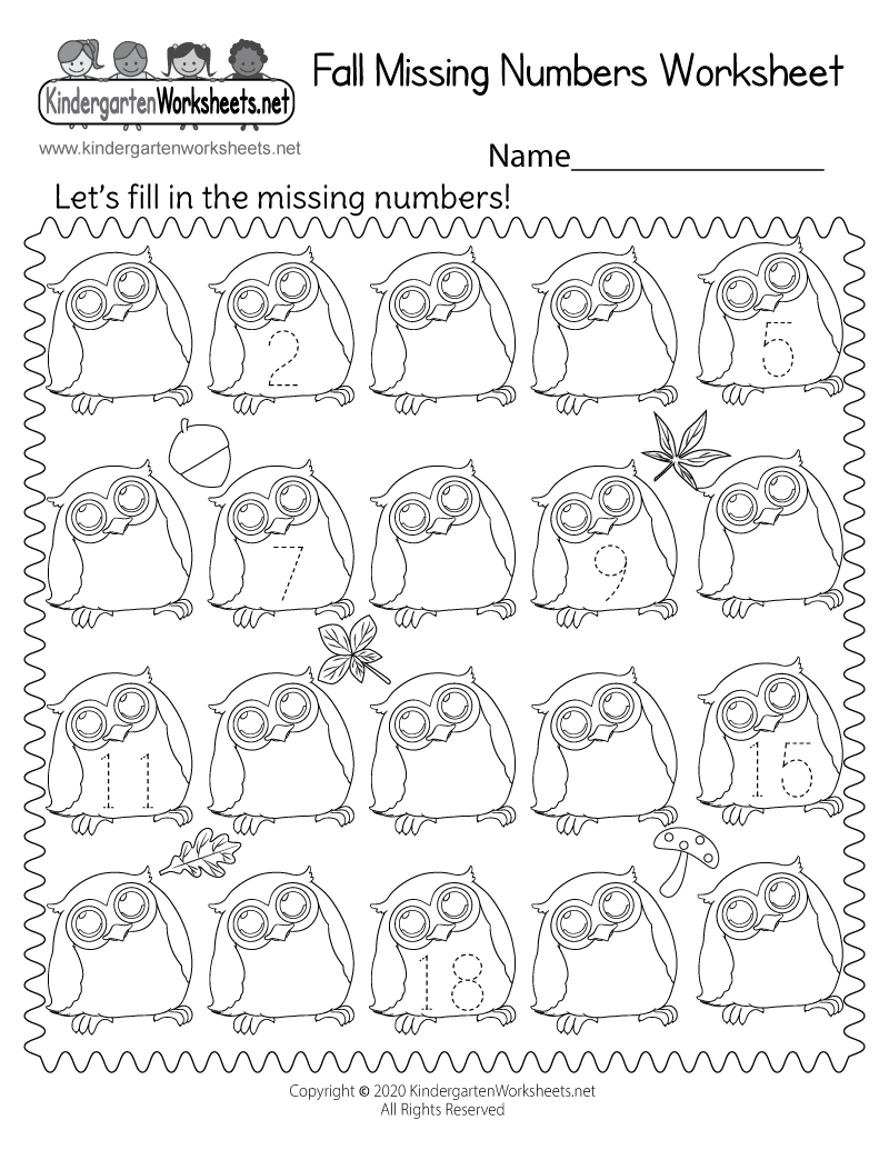 Fall Missing Numbers Worksheet 1-20 - Free Printable, Digital, & Pdf intended for 1-20 Worksheets Kindergarten Free Printable