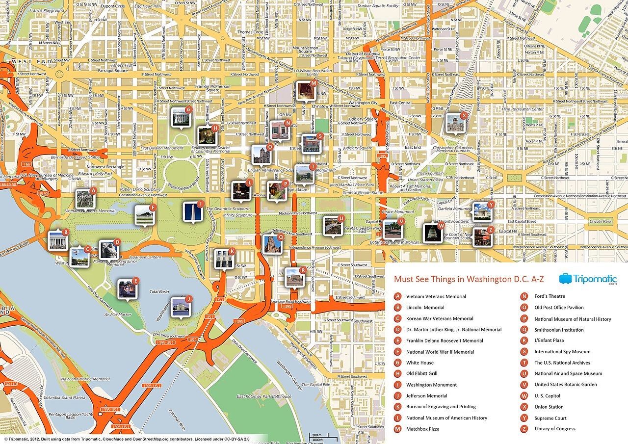 File:washington Dc Printable Tourist Attractions Map within Printable Washington Dc Tourist Map