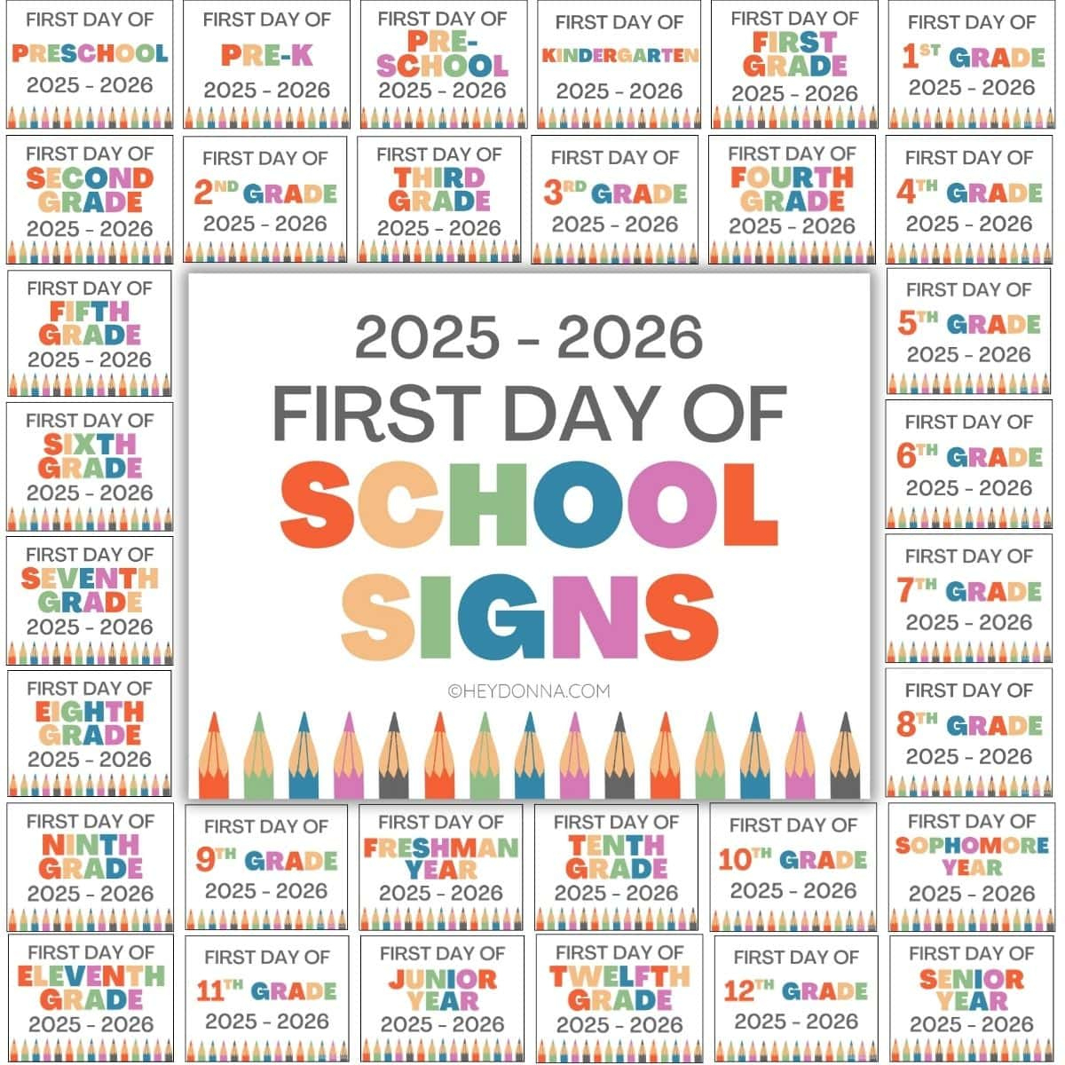 First Day Of School Printable Signs For 2025-2026 - Free Pdf within 100th Day of School 2026 Free Printables