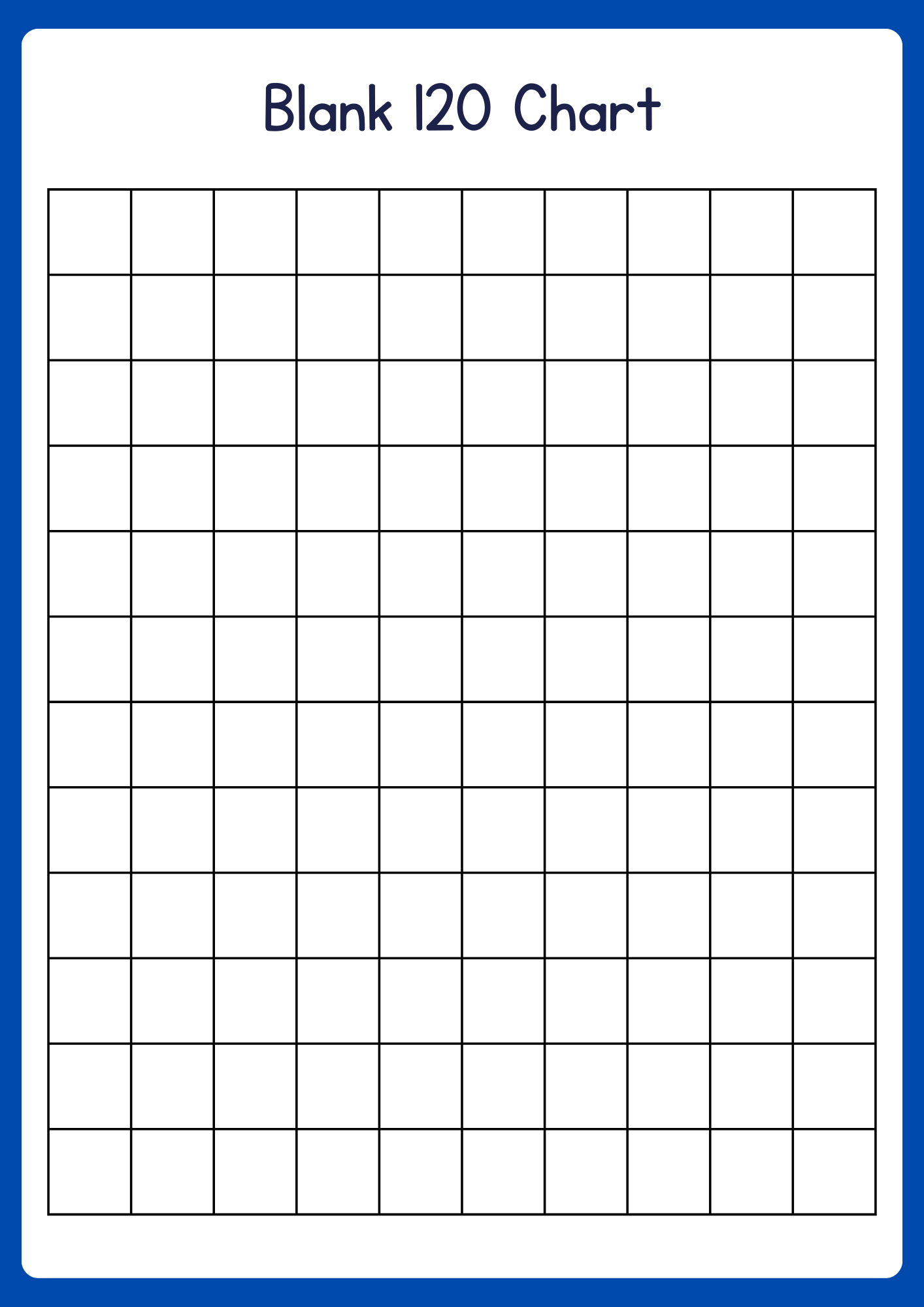 Free 100 And 120 Chart Printable - Your Home Teacher regarding Blank 120 Chart Free Printable