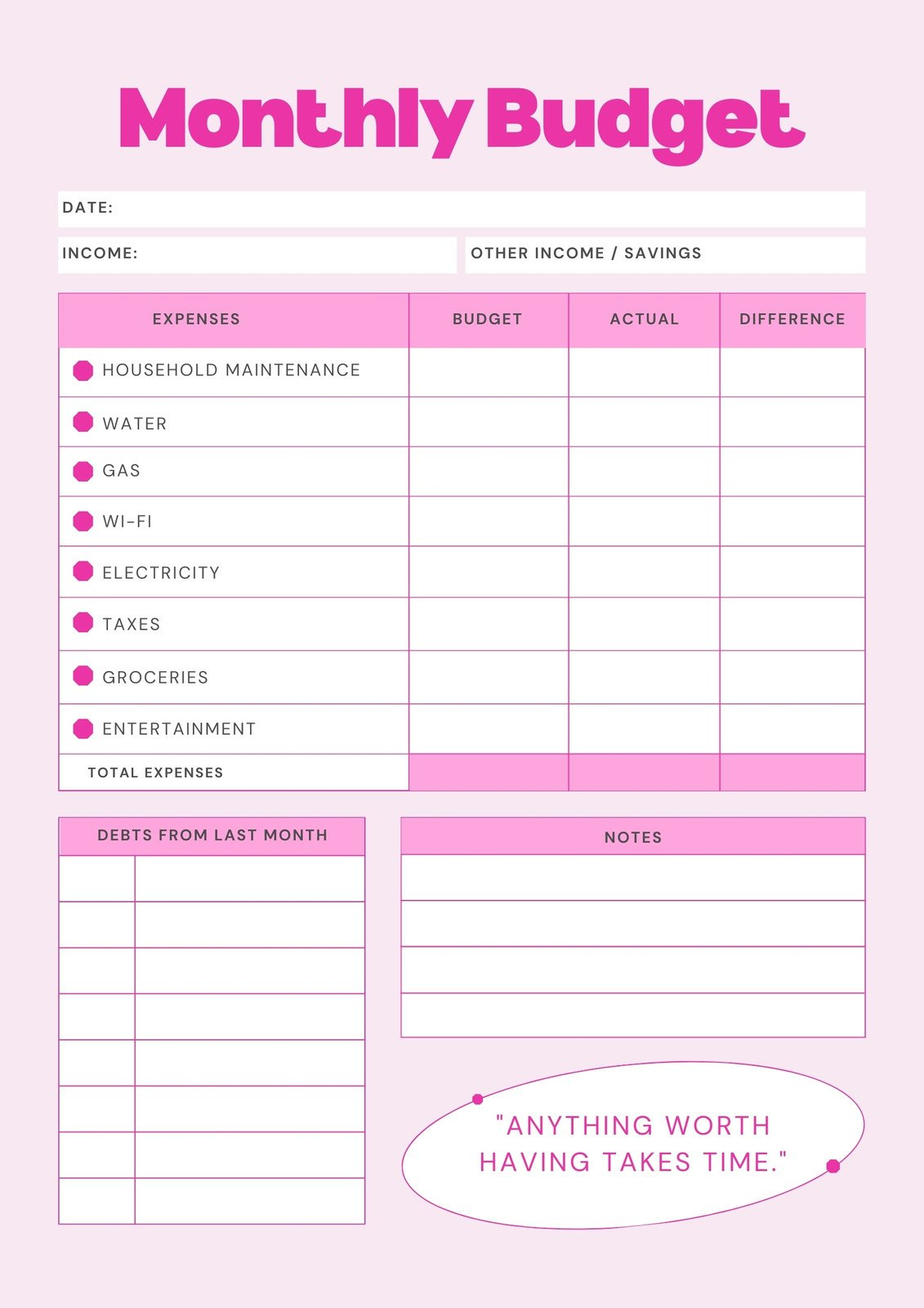 Free And Customizable Budget Templates with regard to Pdf Beginner Printable Budget Worksheet