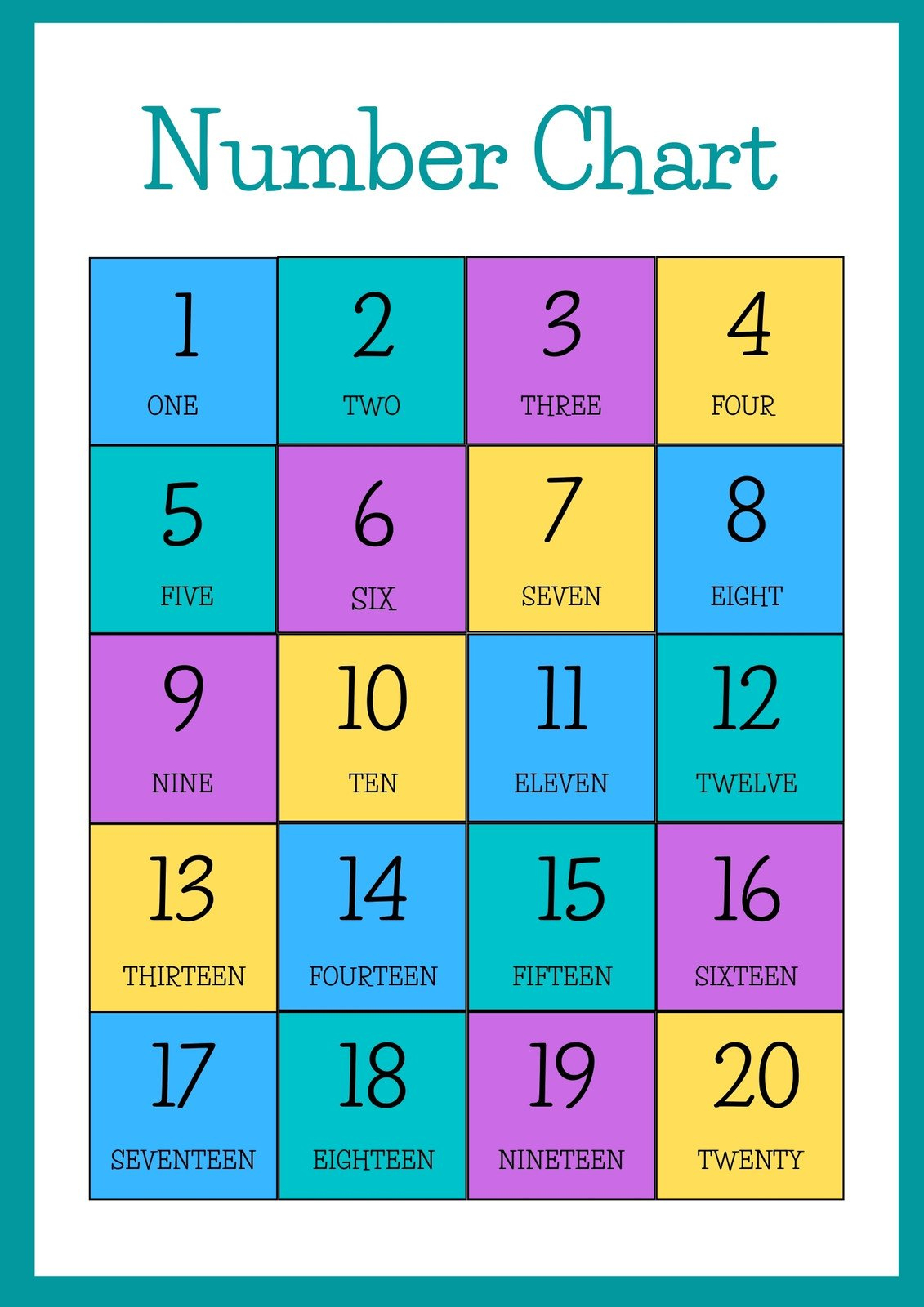 Free And Customizable Numbers Templates within 1-20 Number Chart With Pictures Printable