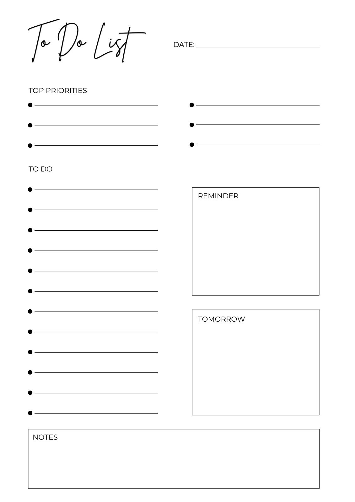 Free And Customizable To Do List Templates with Free Printable To Do List