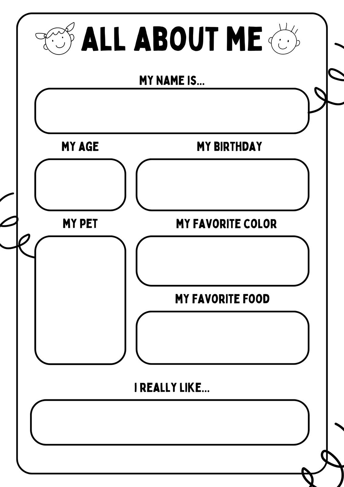 Free And Printable All About Me Worksheet Templates | Canva inside Printable All About Me Page
