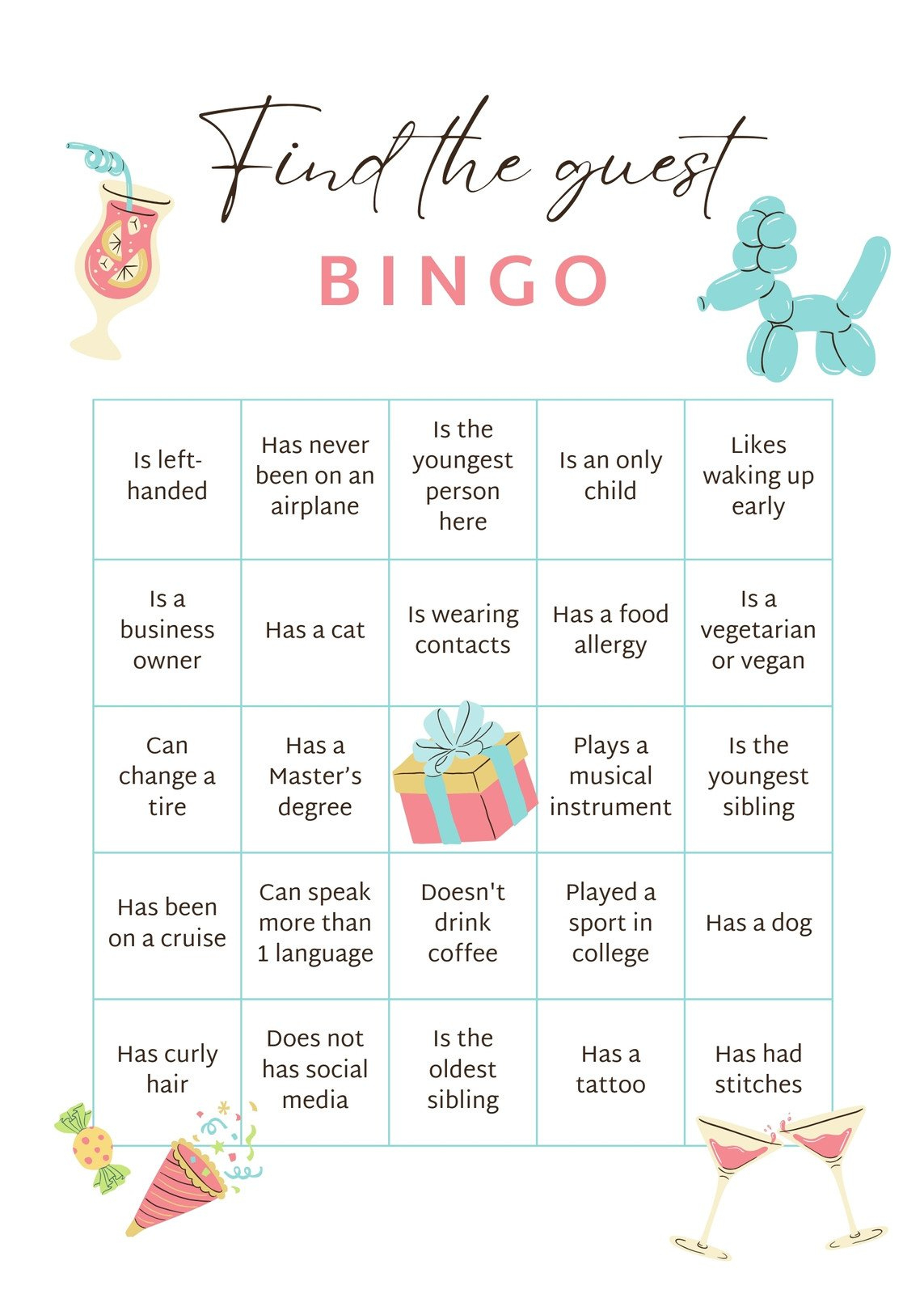 Free Bingo Card Templates To Customize And Print | Canva within Free Printable Cute Bingo Template