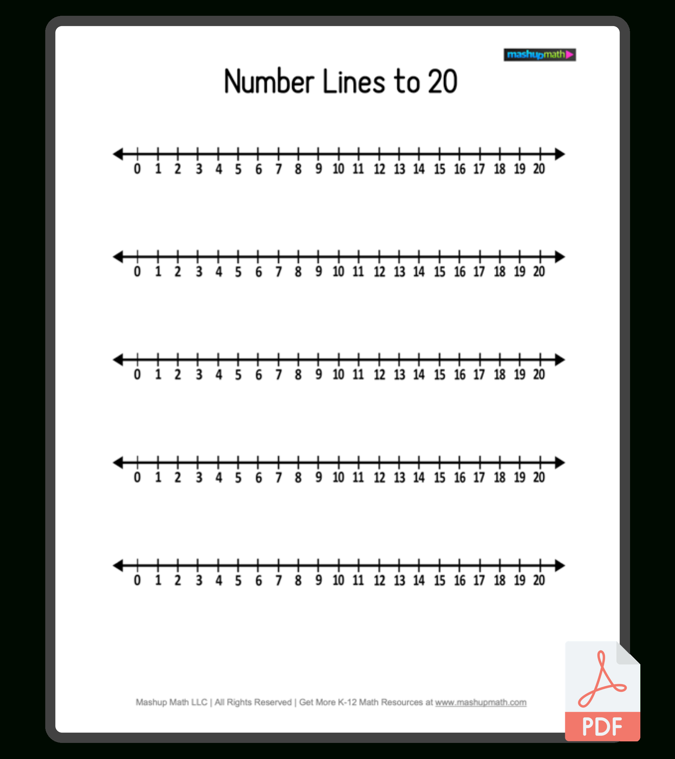 Free Blank Number Lines—All Grade Levels — Mashup Math within Number Line 1-20 Printable Free