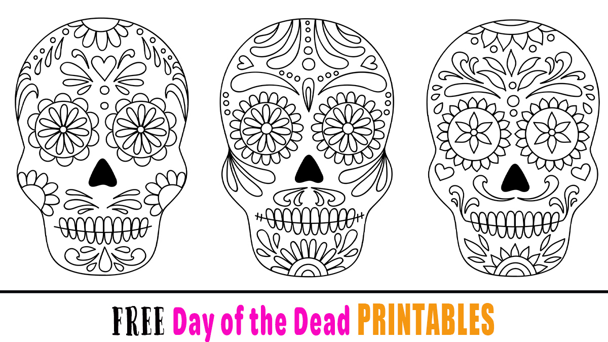 Free Dia De Los Muertos (Day Of The Dead) Printable Colouring regarding Day Of The Dead Printable Skull