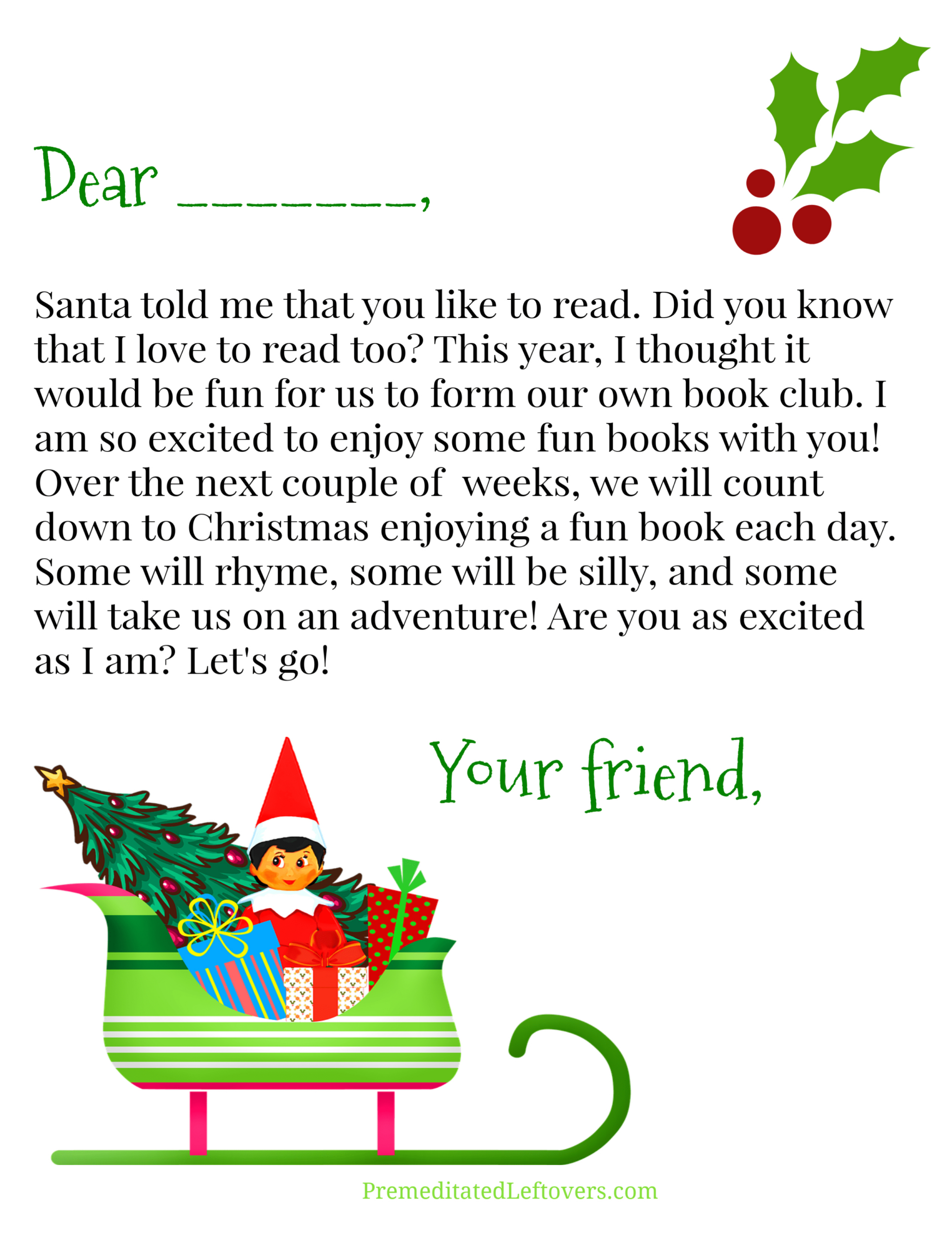 Free Elf On The Shelf Printables - Premeditated Leftovers™ for Elf on a Shelf Printable Letter