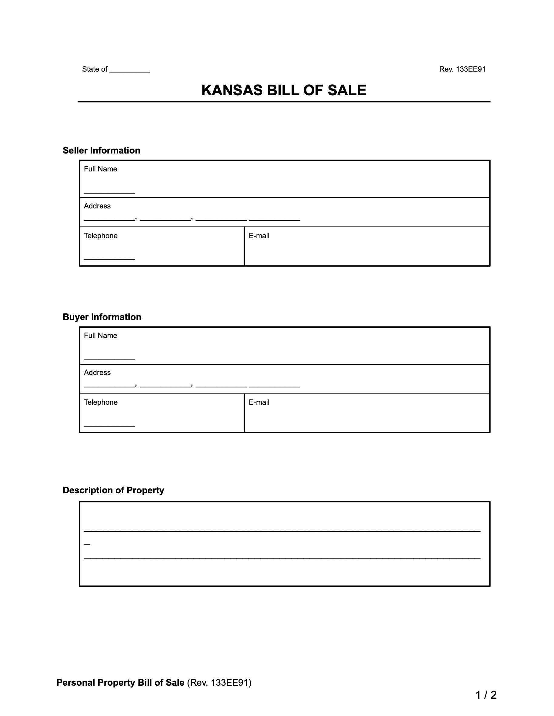 Free Kansas Bill Of Sale Forms - Pdf & Word | Legal Templates with Printable Bill of Sale Kansas